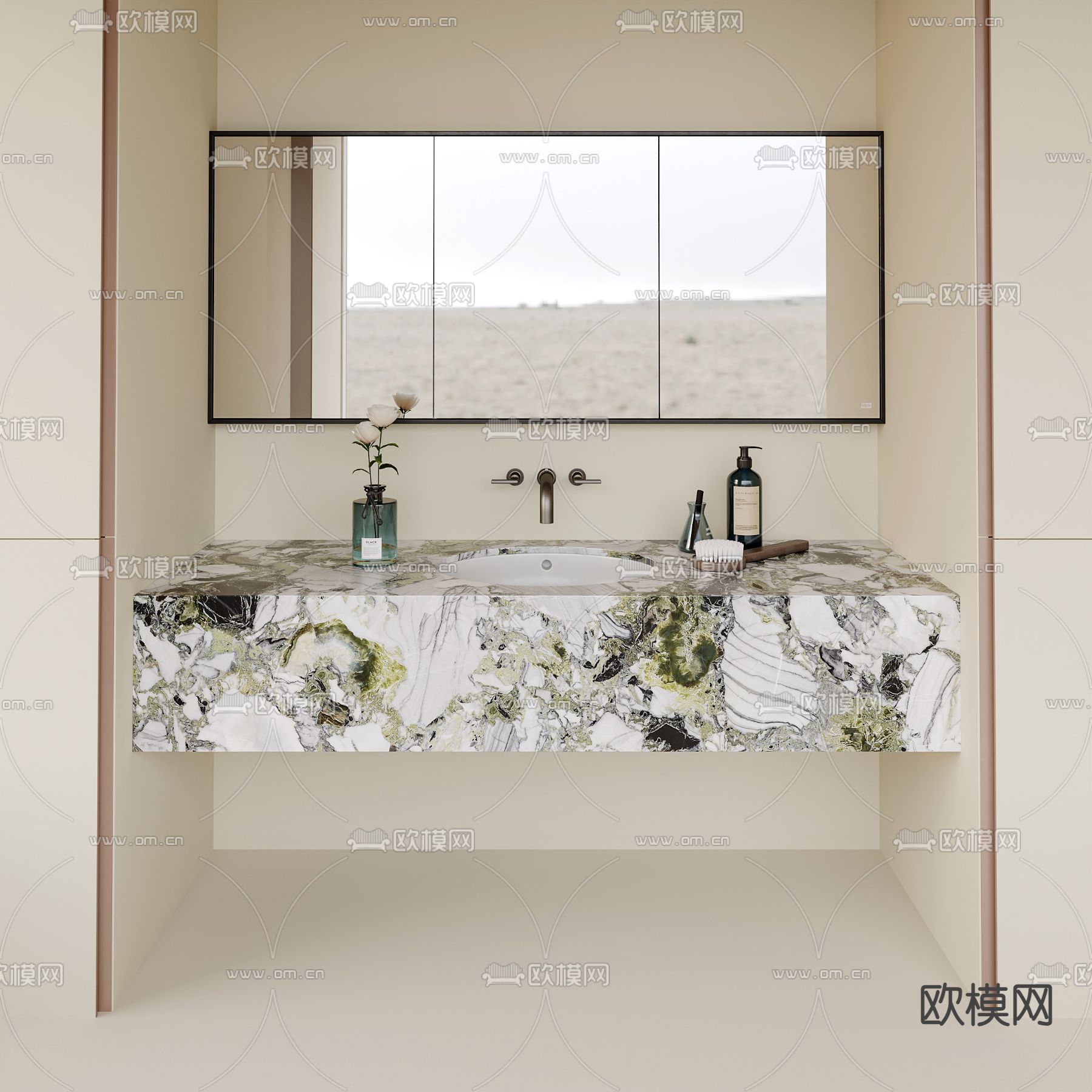 悬空台盆 洗手台 洗手盆3d模型下载（渲染图1）