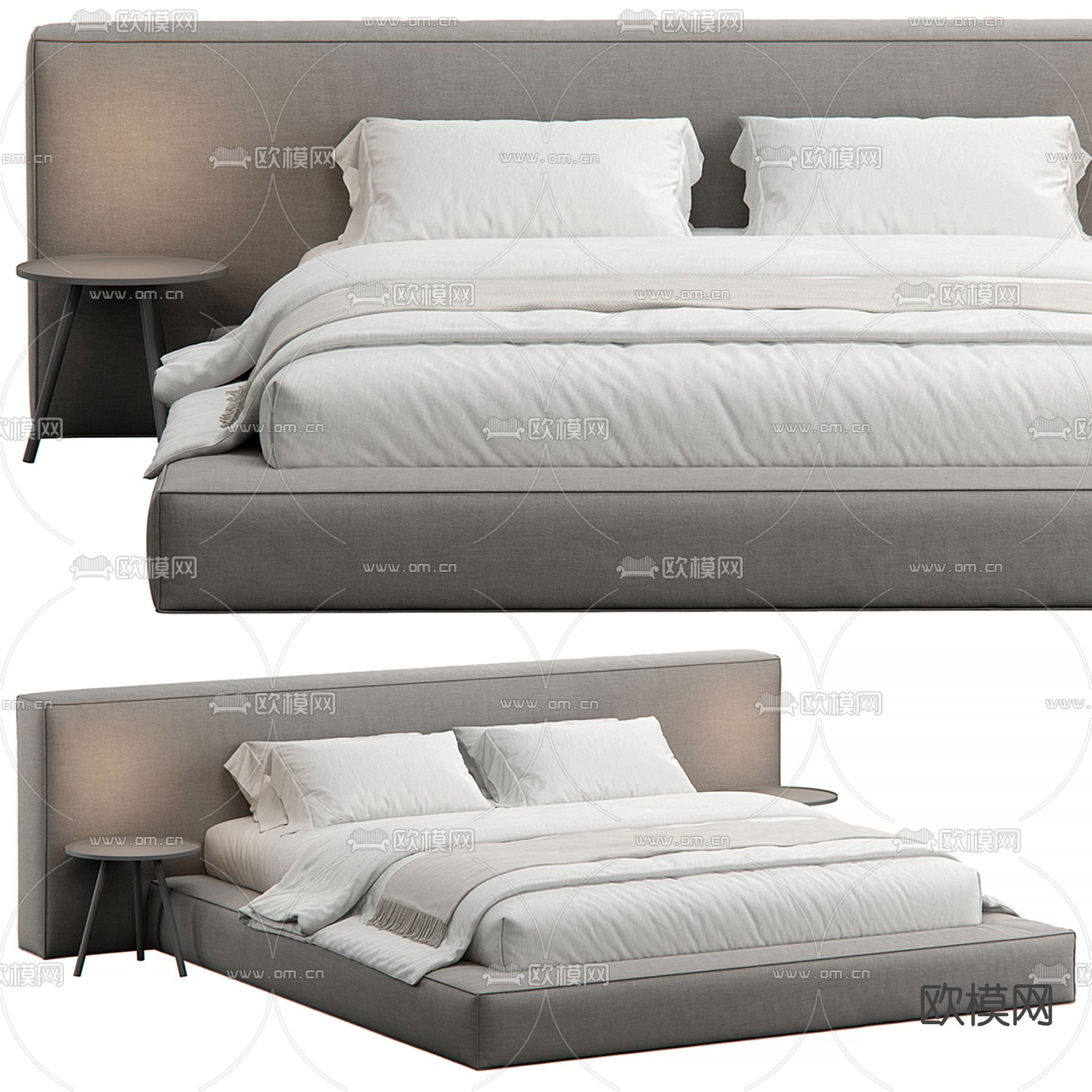 侘寂双人床3d模型下载