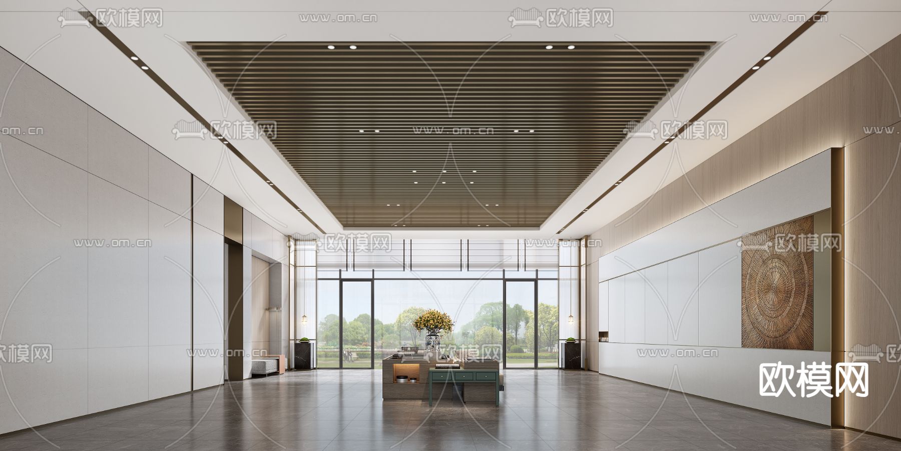 办公大堂 电梯厅3d模型下载（渲染图2）