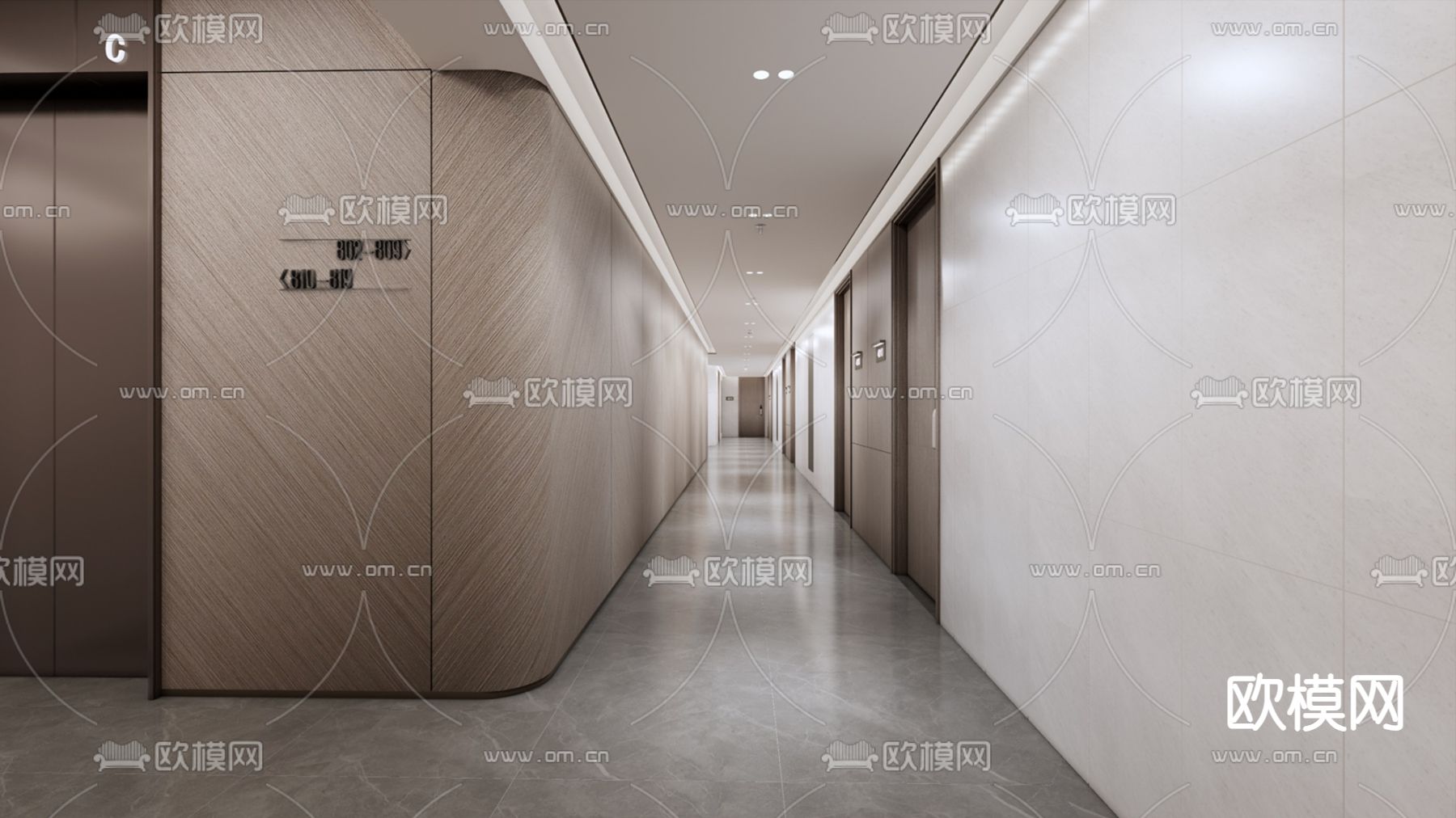 办公室过道su模型下载（渲染图2）