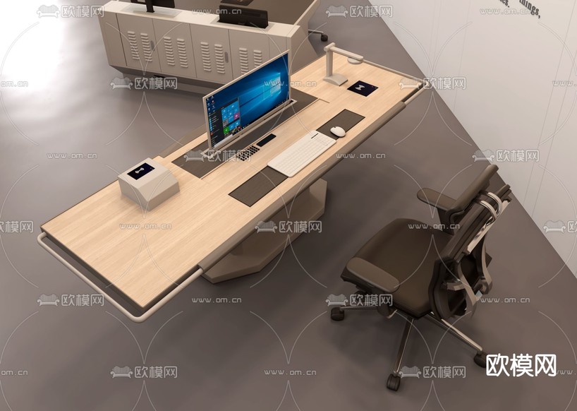 监控室 调度室 操作台3d模型下载(渲染图2)