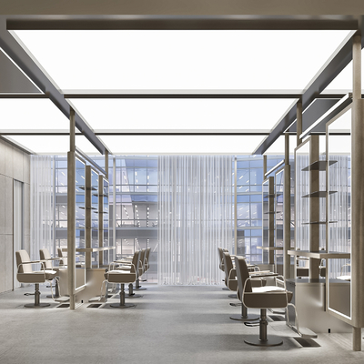  现代理发店 美发店su模型 