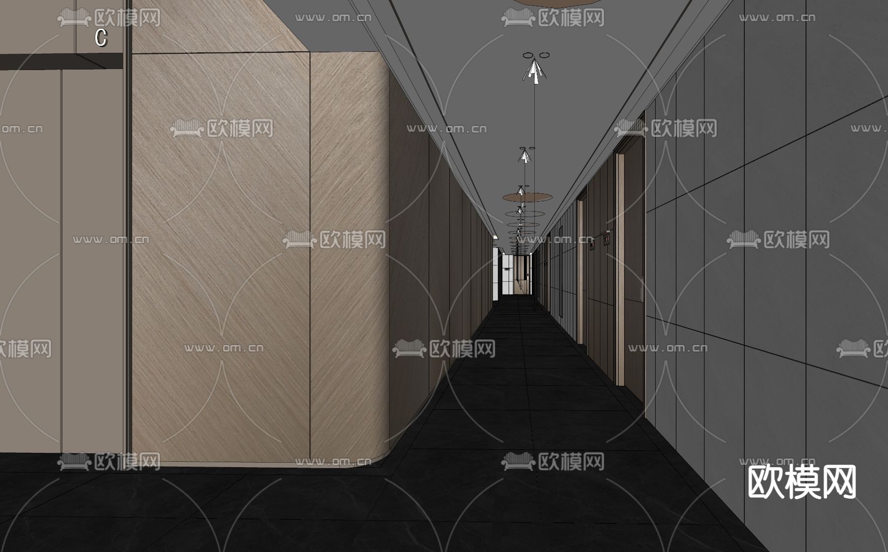 办公室过道su模型下载（渲染图1）