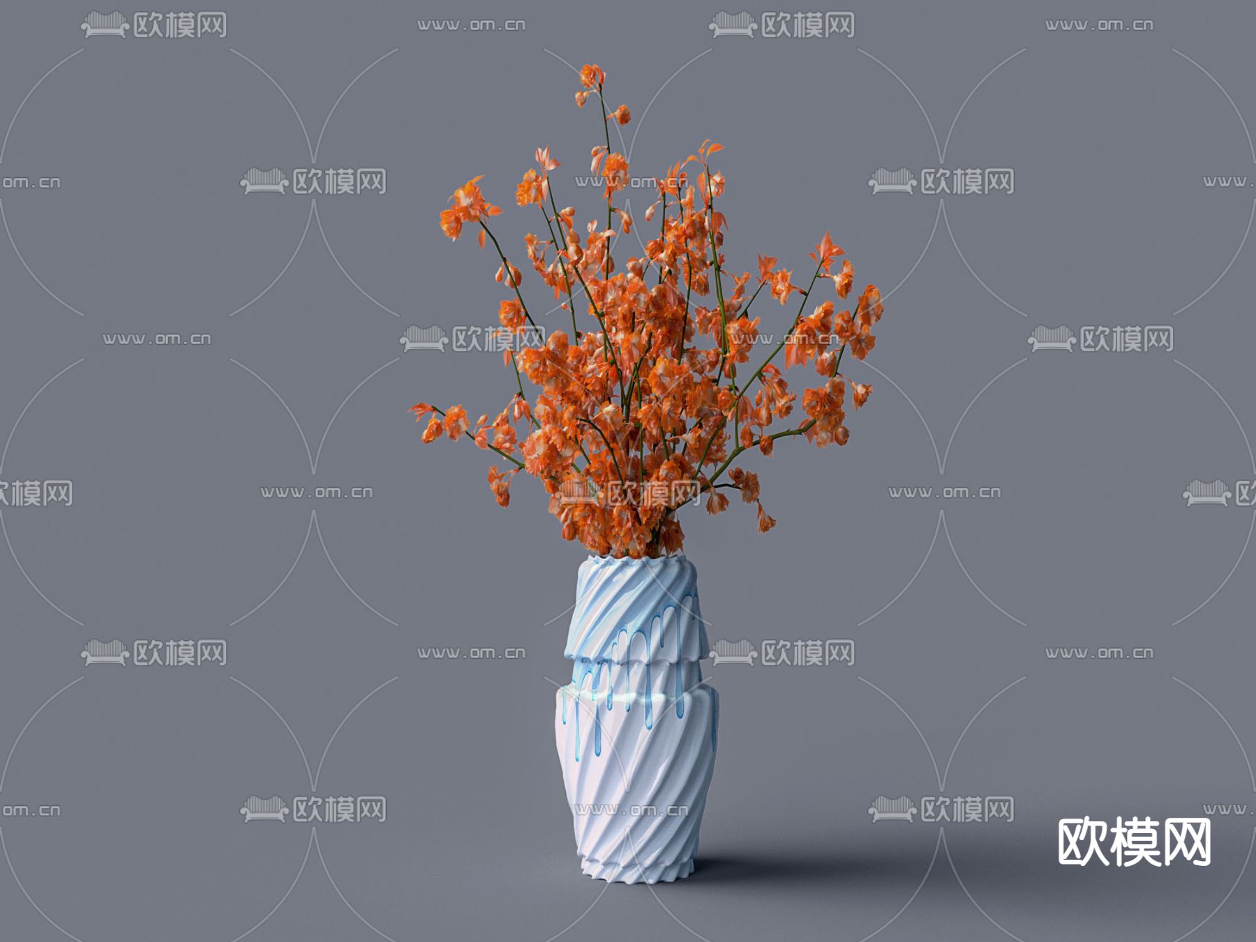 陶瓷花瓶 花艺 插花 鲜花3d模型下载