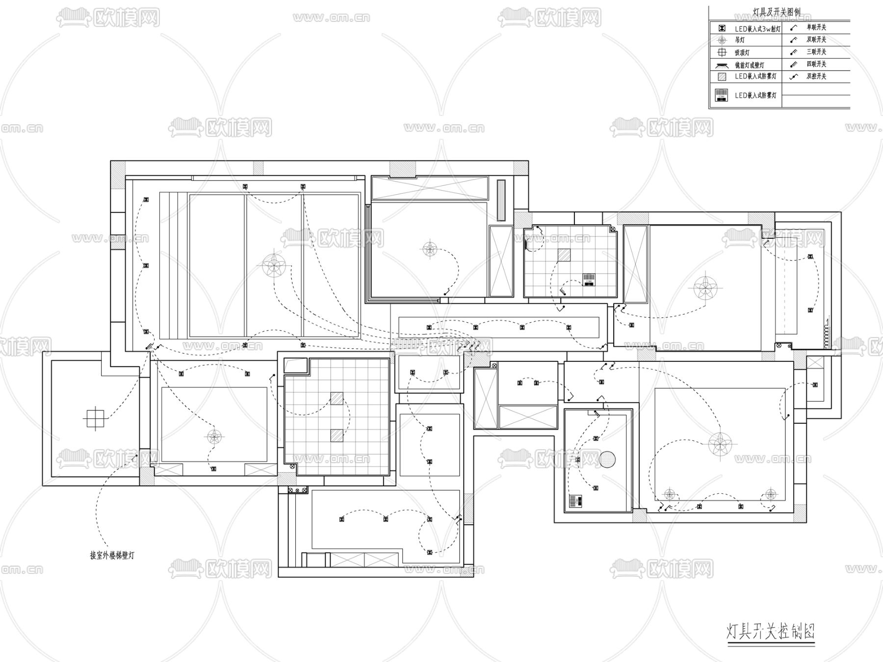 200㎡北欧风格三居室家装cad施工图下载（渲染图5）