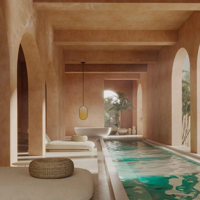 度假酒店游泳池3d模型