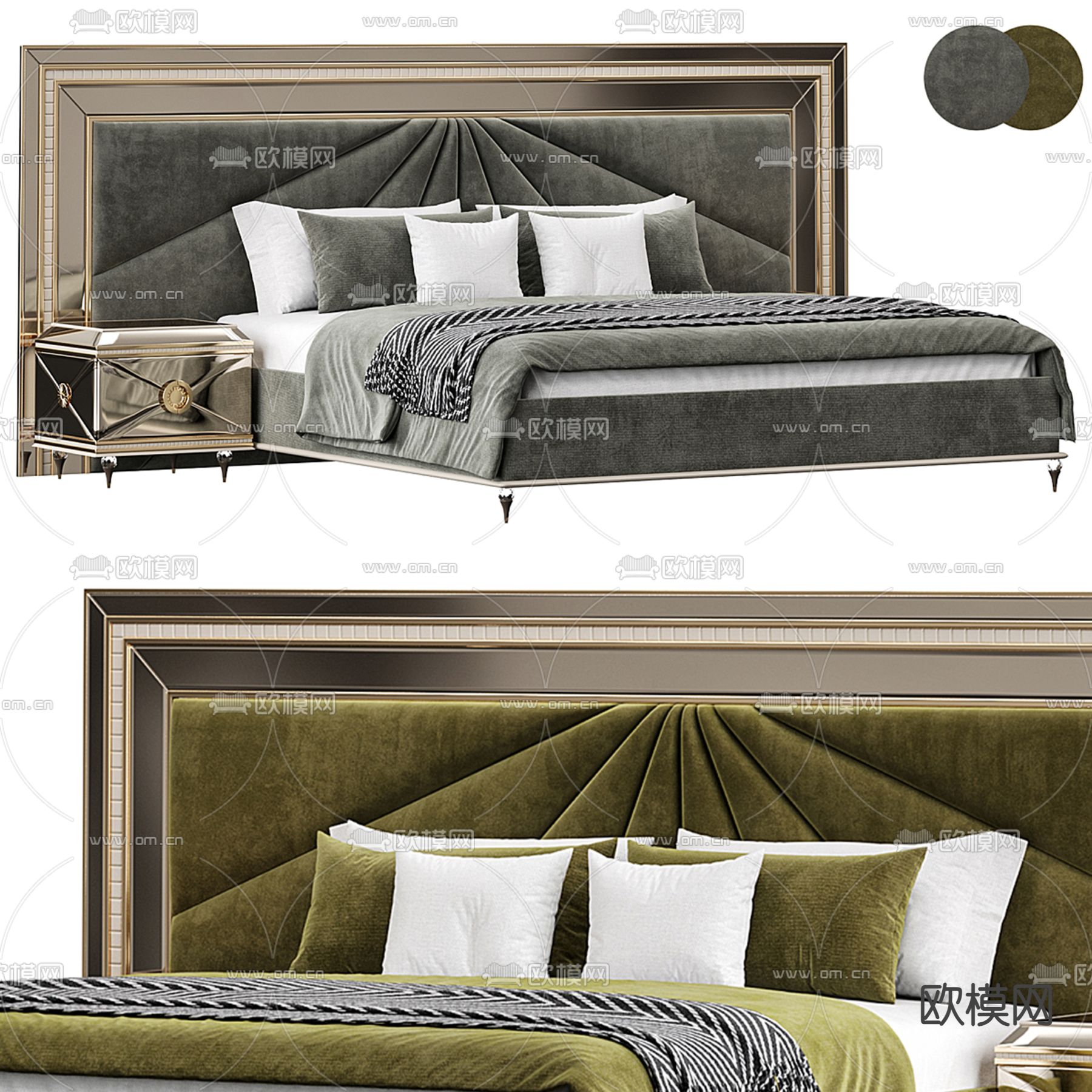 欧式双人床3d模型下载