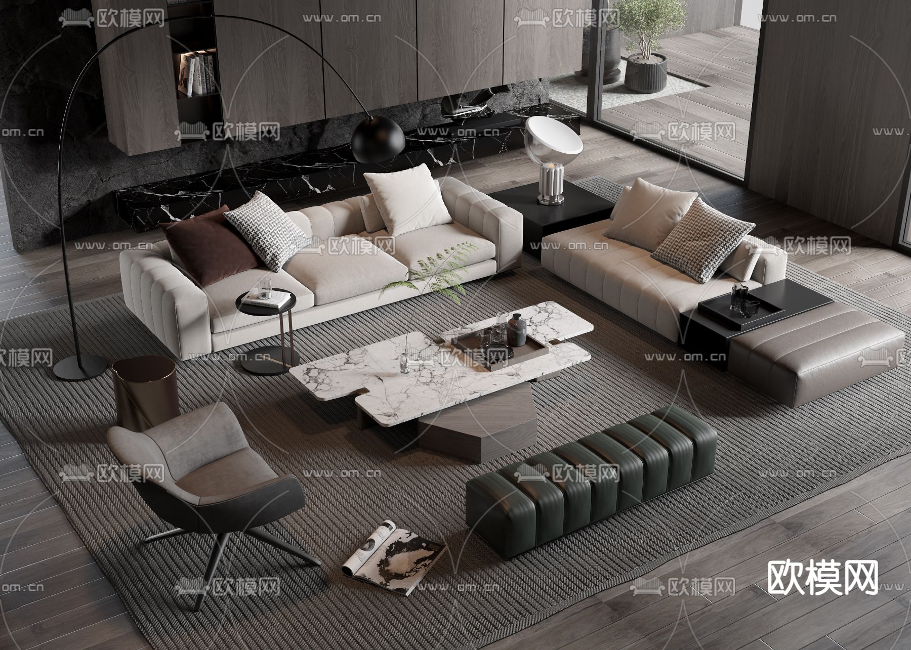 Minotti 组合沙发su模型下载（渲染图2）