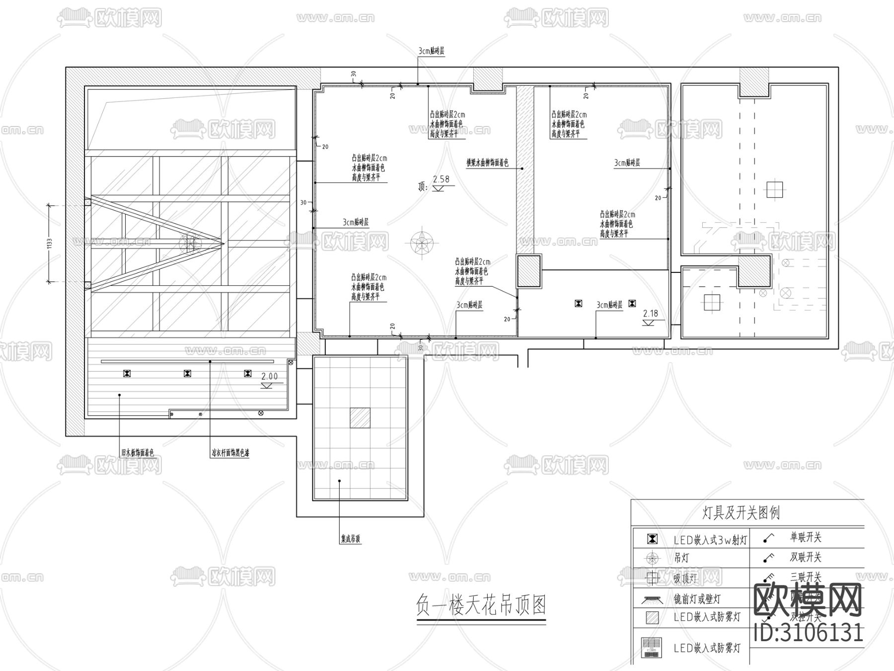 200㎡北欧风格三居室家装cad施工图下载（渲染图8）