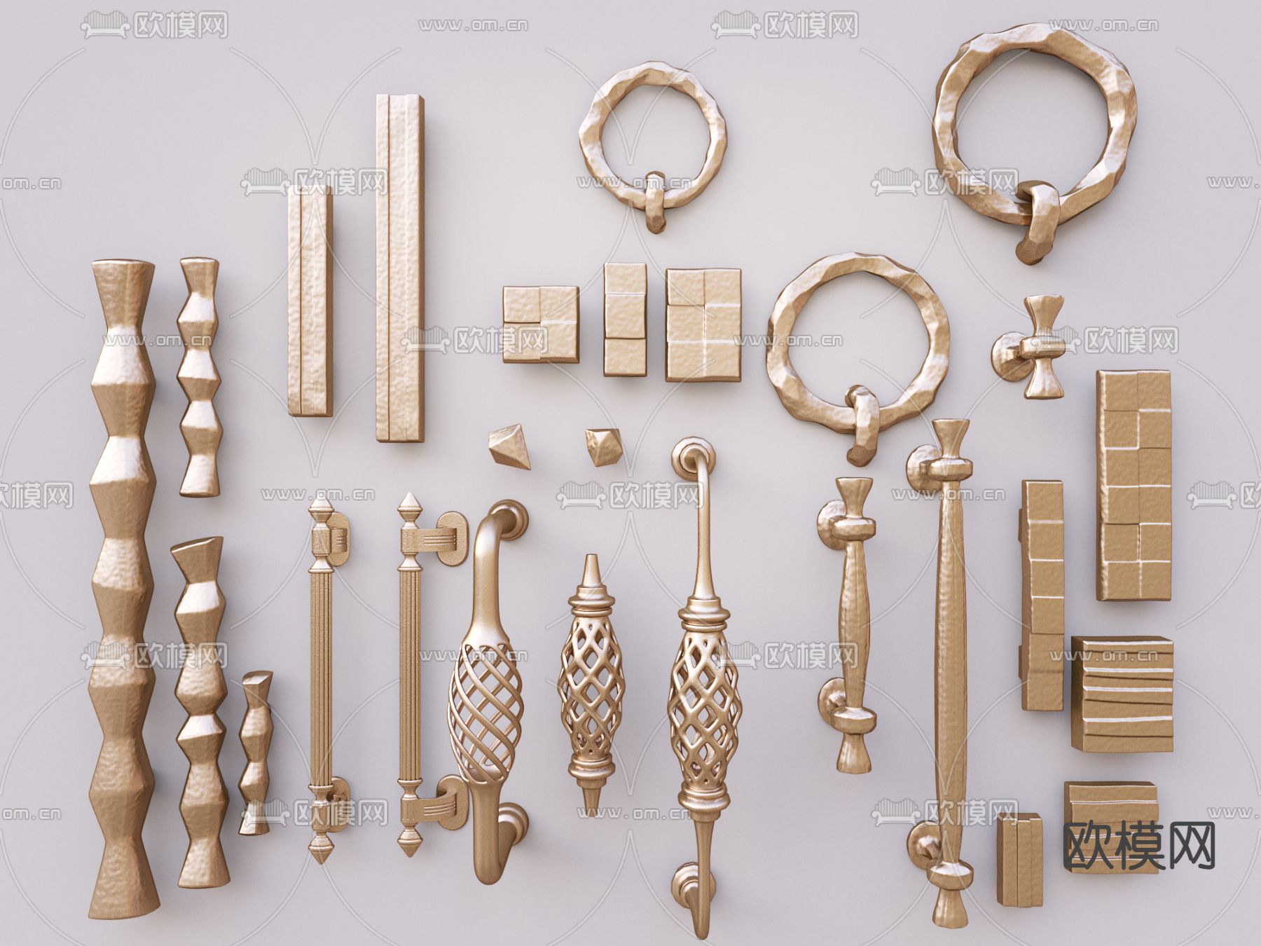 复古门把手 拉手3d模型下载