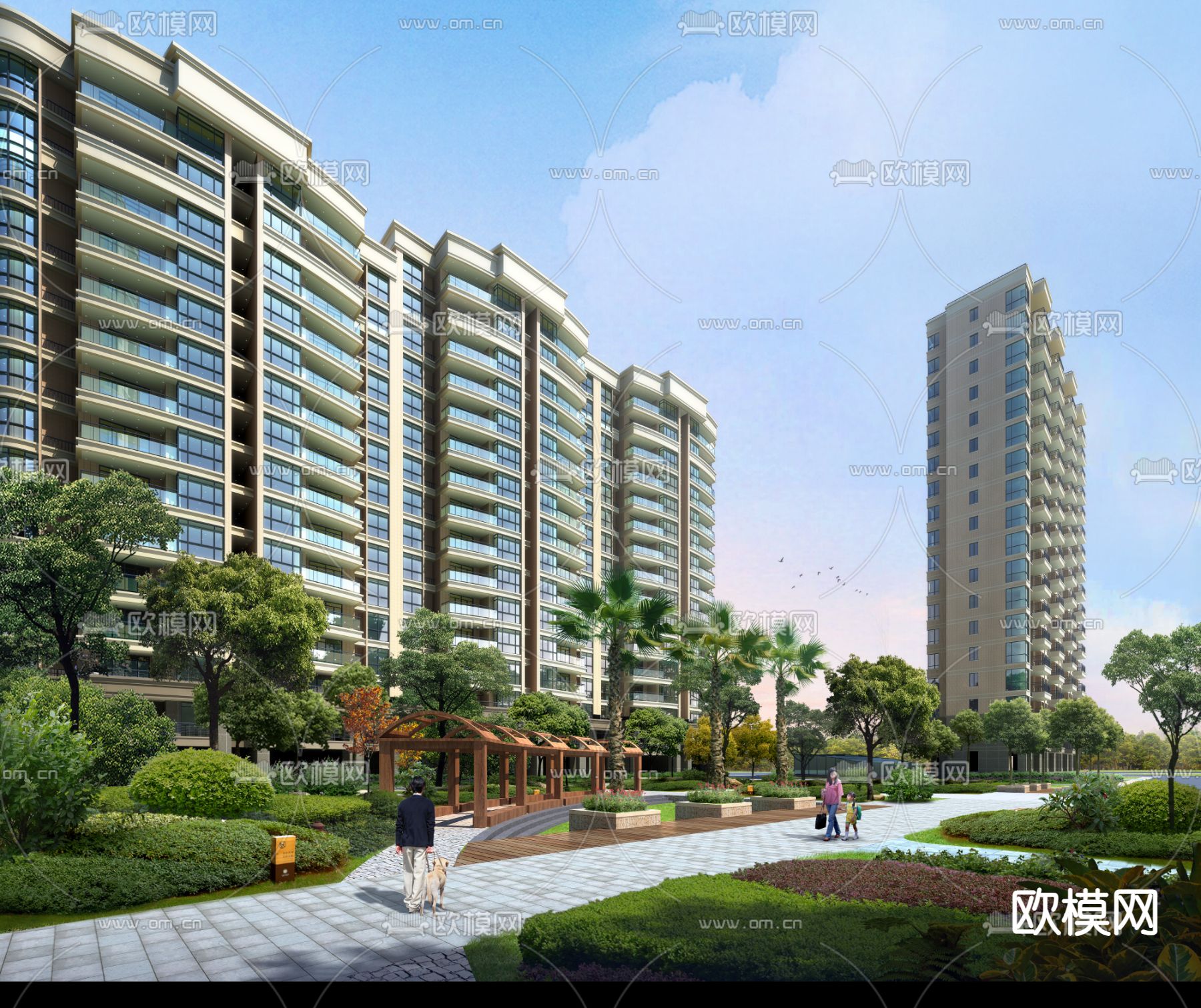 小区园林景观psd下载