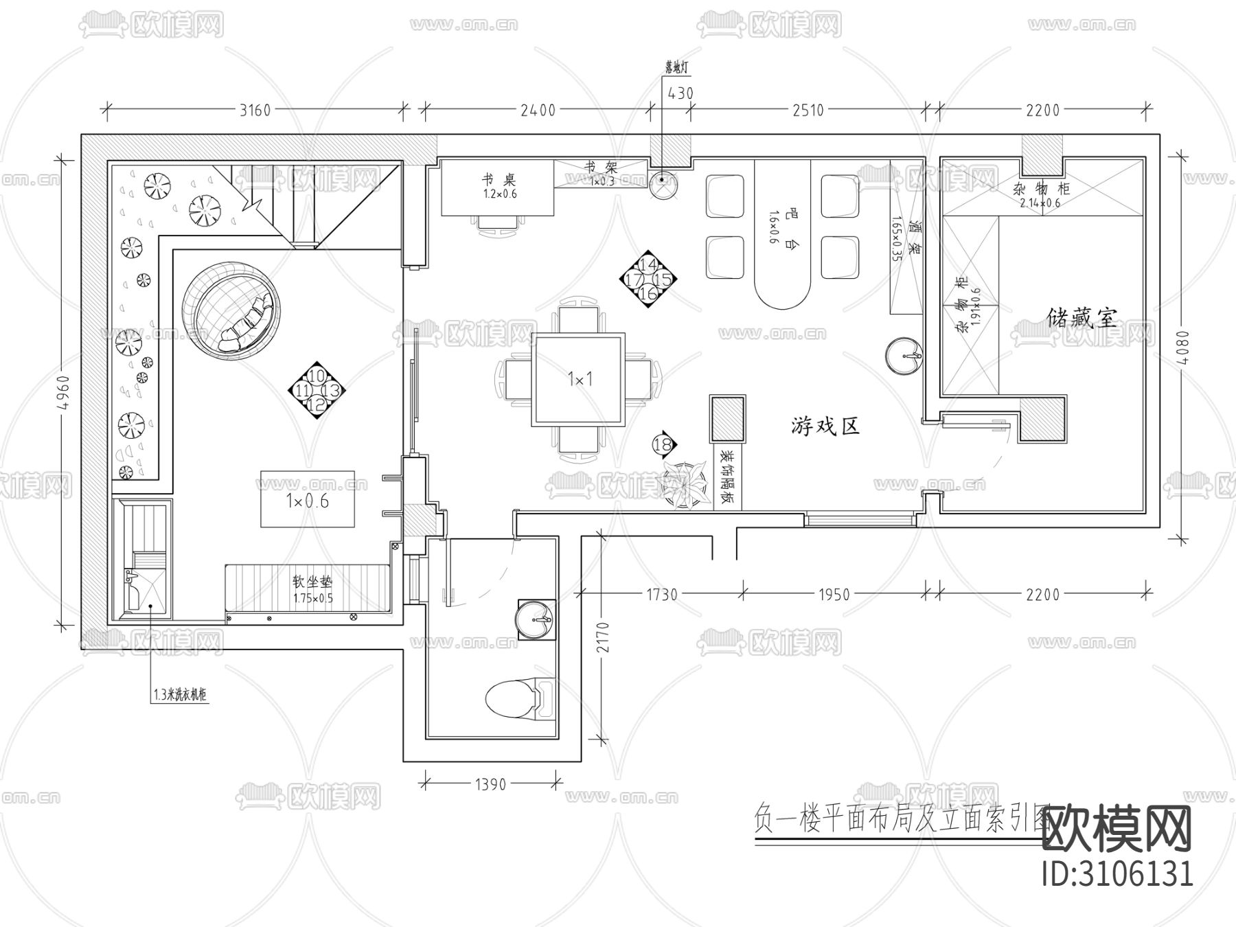 200㎡北欧风格三居室家装cad施工图下载（渲染图6）