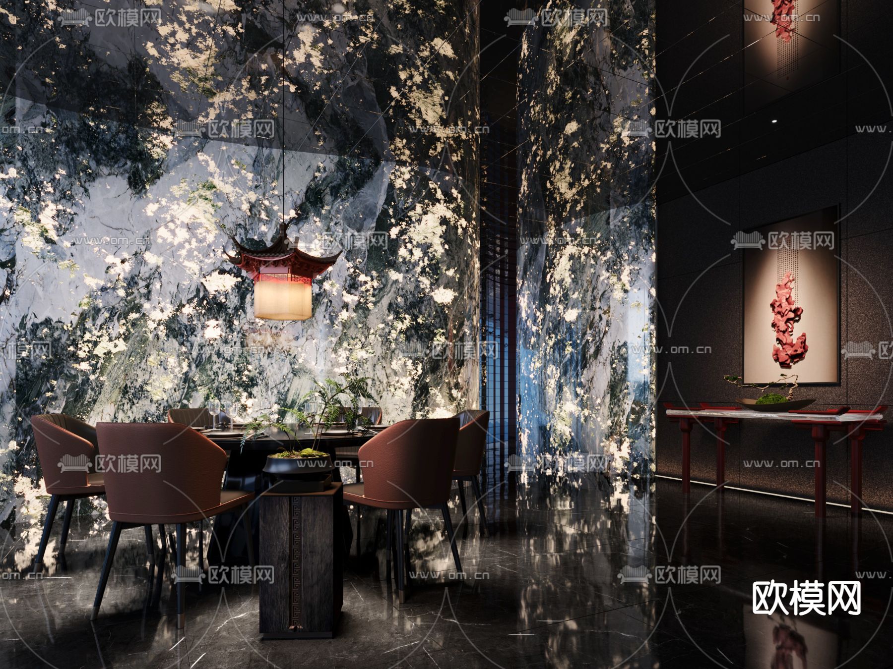 中餐厅su模型下载（渲染图2）