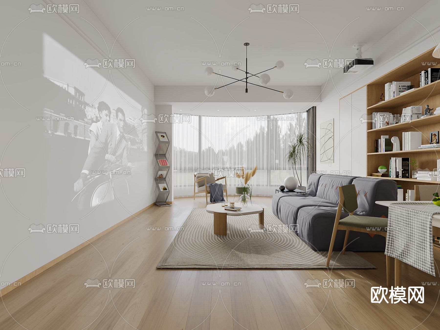 北欧客餐厅3d模型下载（渲染图2）