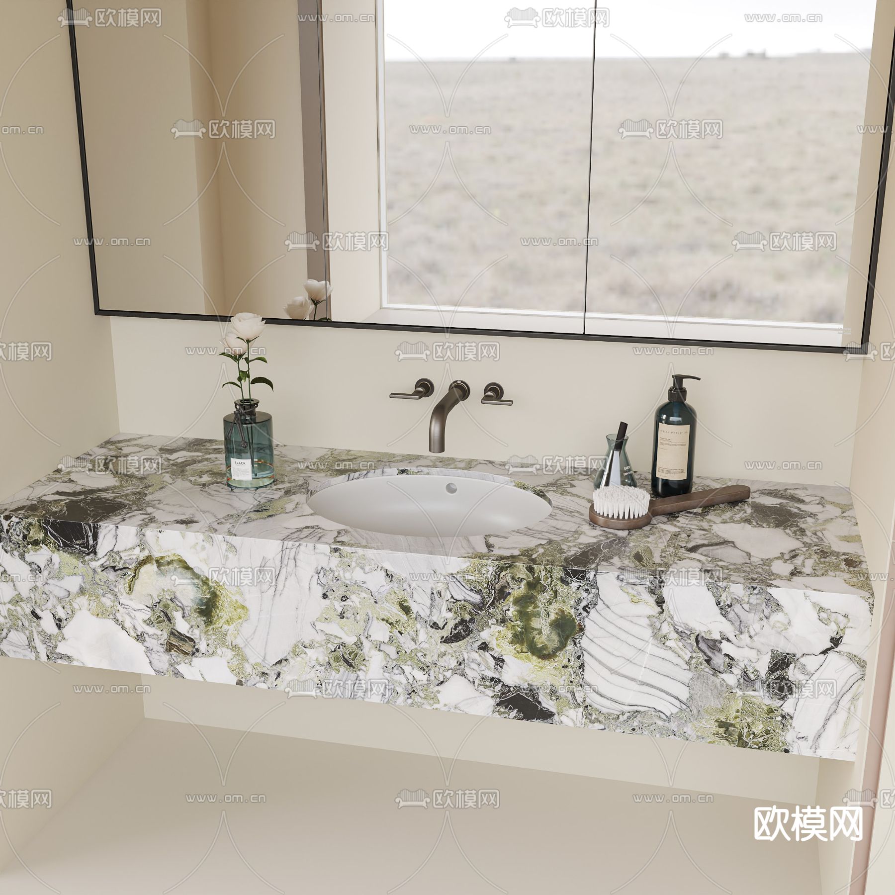 悬空台盆 洗手台 洗手盆3d模型下载（渲染图3）