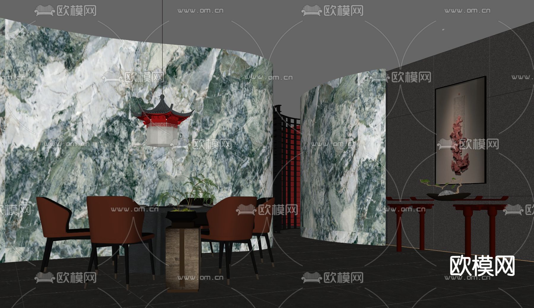 中餐厅su模型下载（渲染图1）