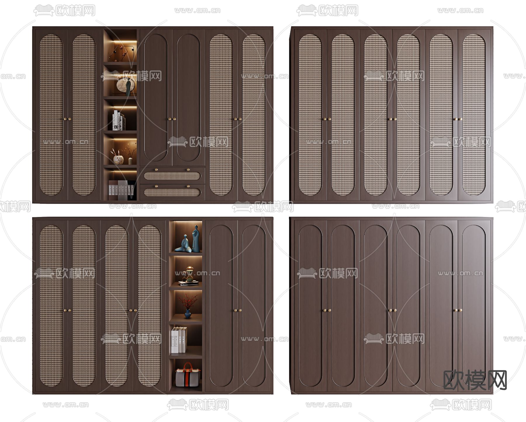 中古风衣柜su模型下载（渲染图2）