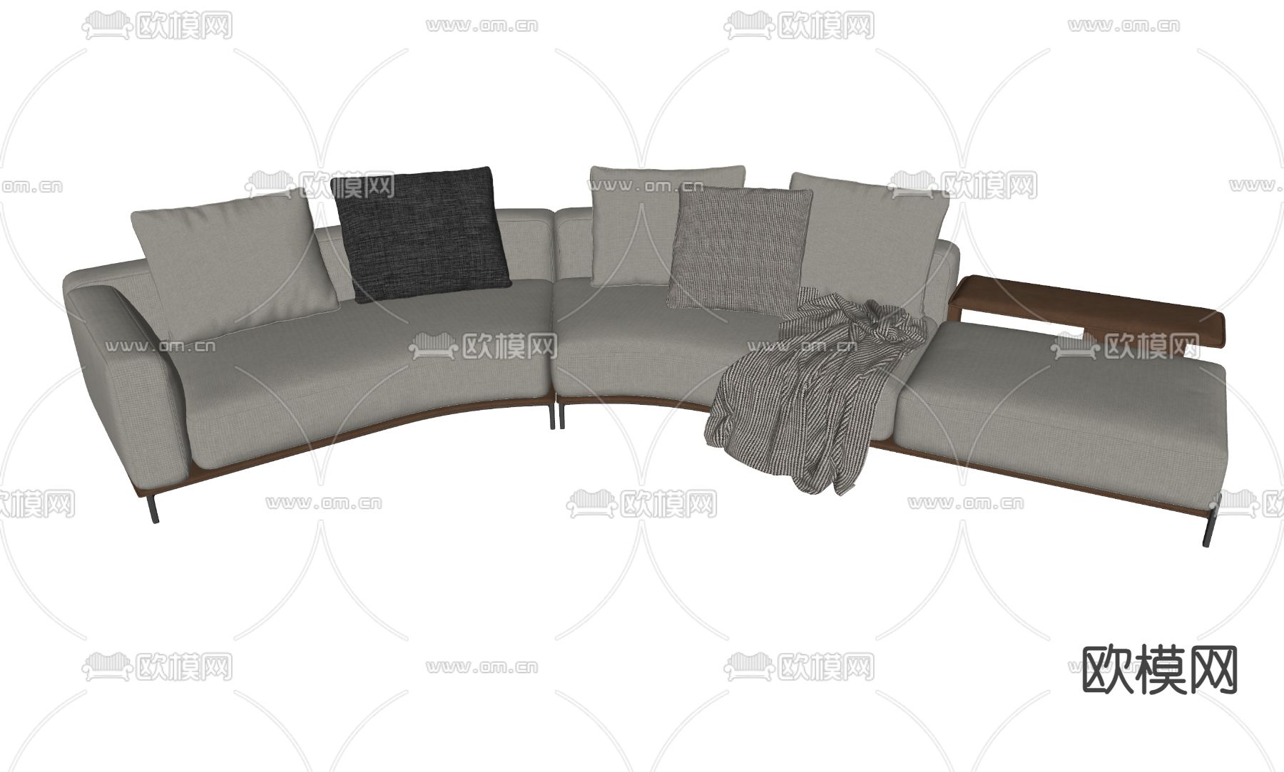 现代多人沙发 异型沙发 弧形沙发su模型下载（渲染图2）