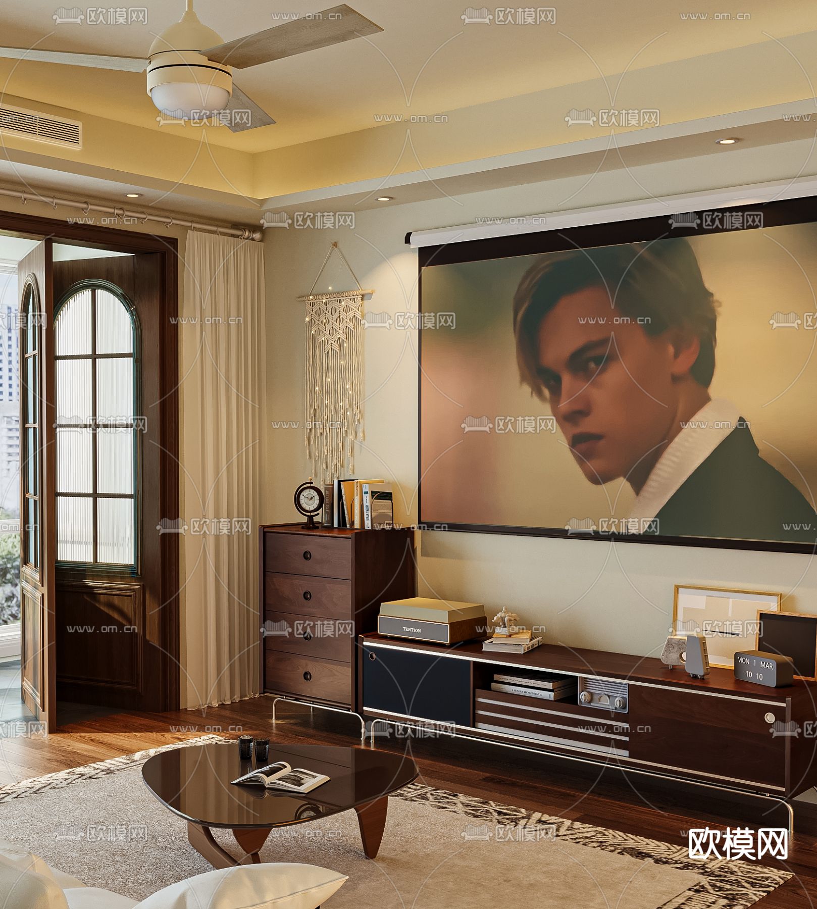 美式客厅su模型下载（渲染图2）