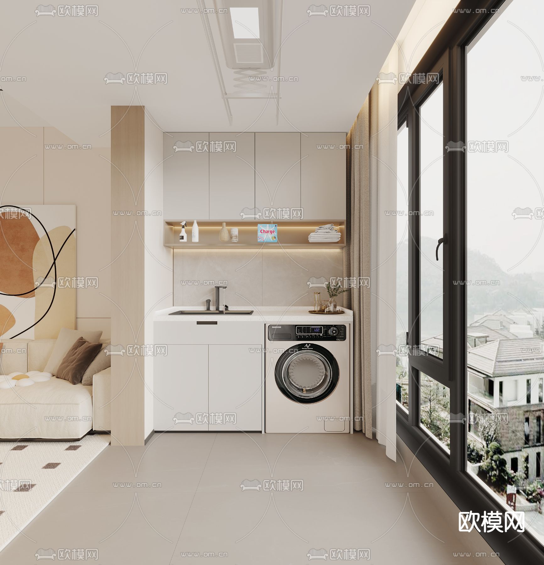 生活阳台 洗衣房3d模型下载