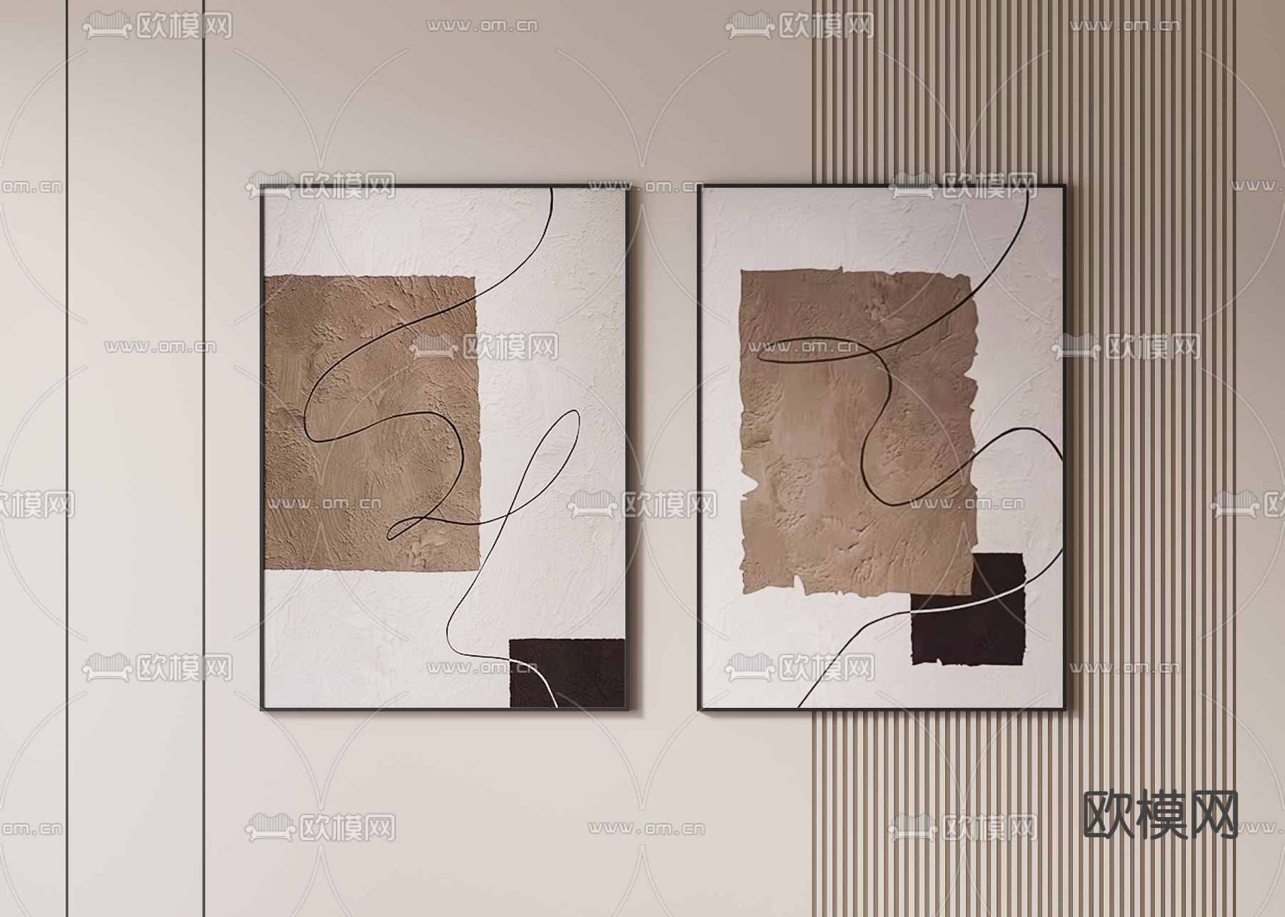 侘寂风装饰画 挂画su模型下载