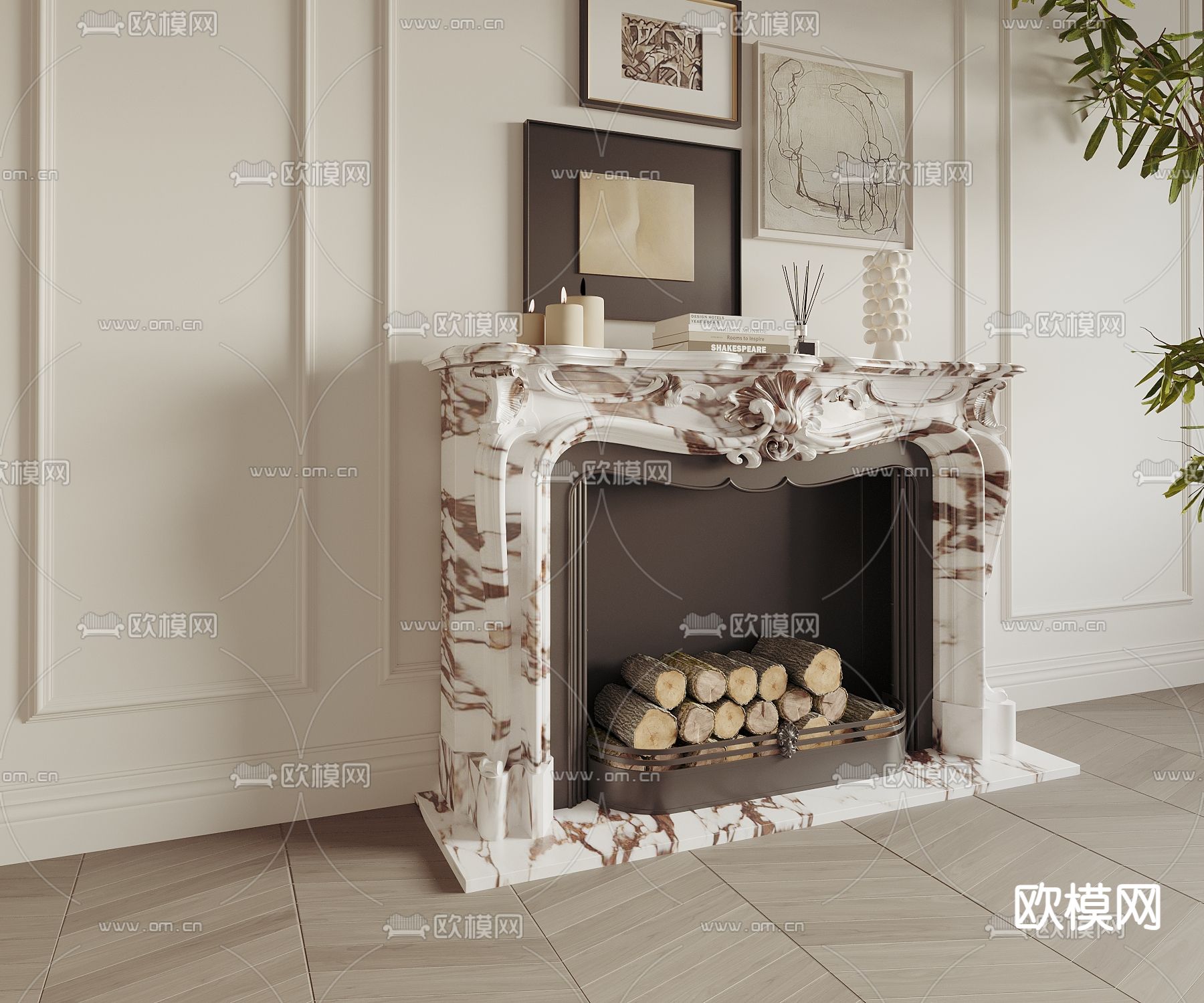 法式壁炉3d模型下载