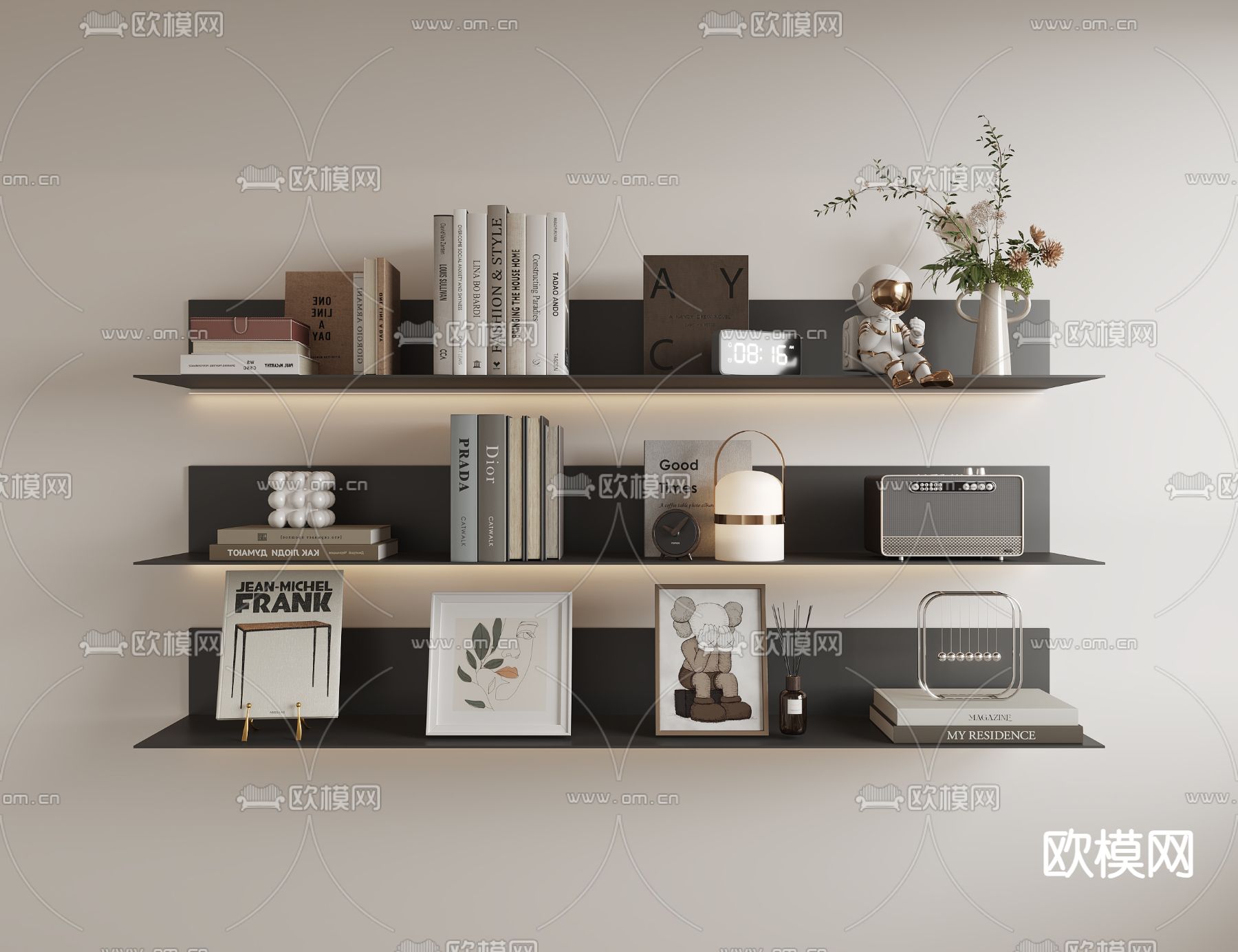 饰品摆件 书籍书本 置物架3d模型下载