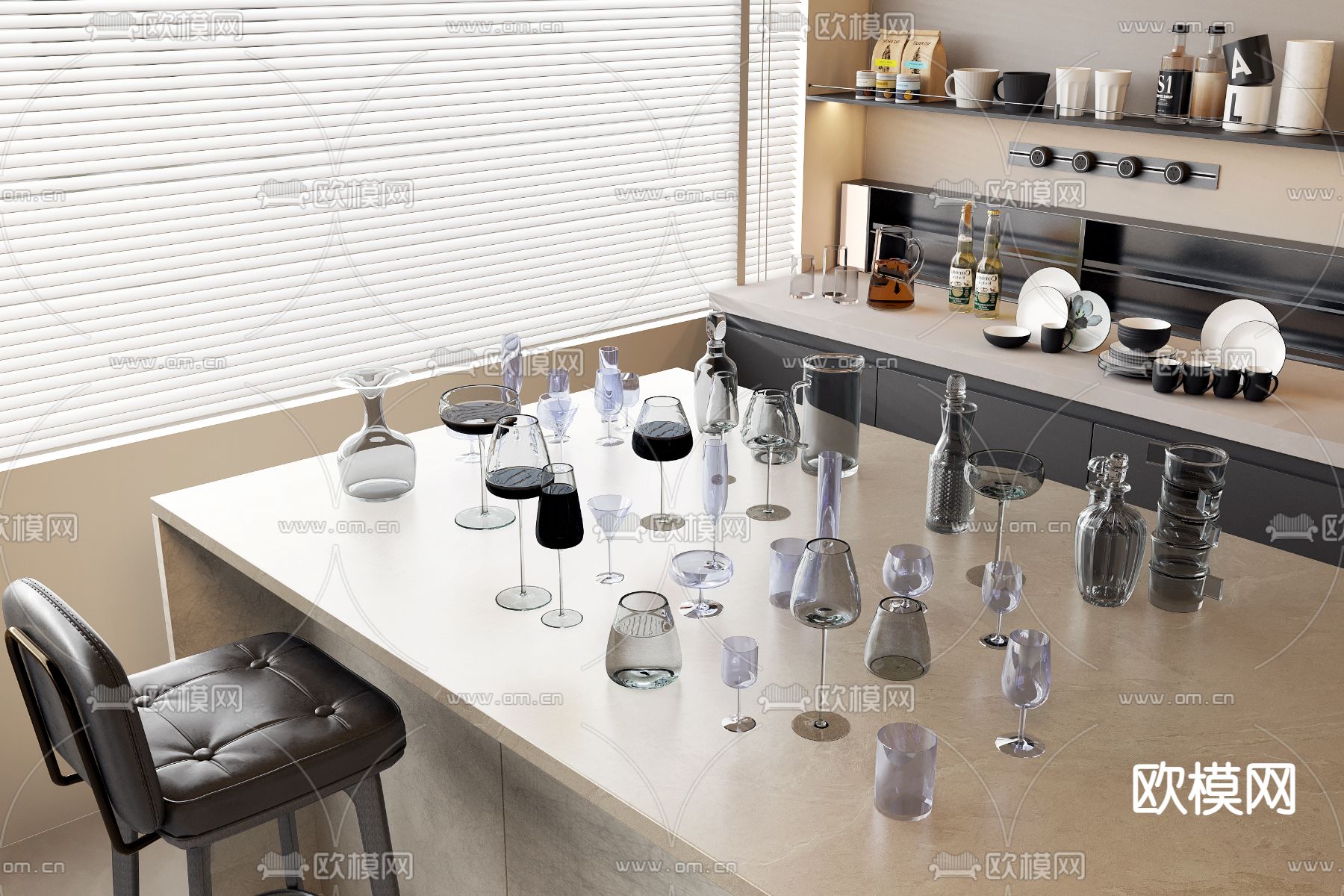 水杯 高脚杯 玻璃杯su模型下载（渲染图1）