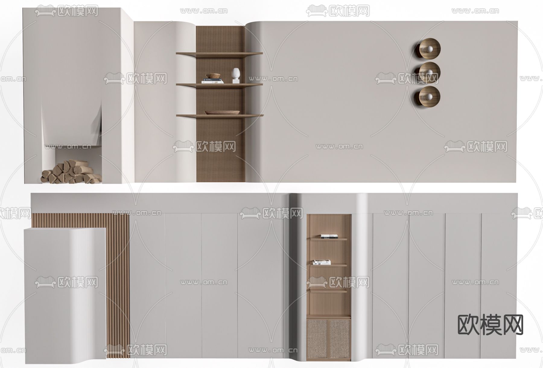 沙发背景墙su模型下载（渲染图1）