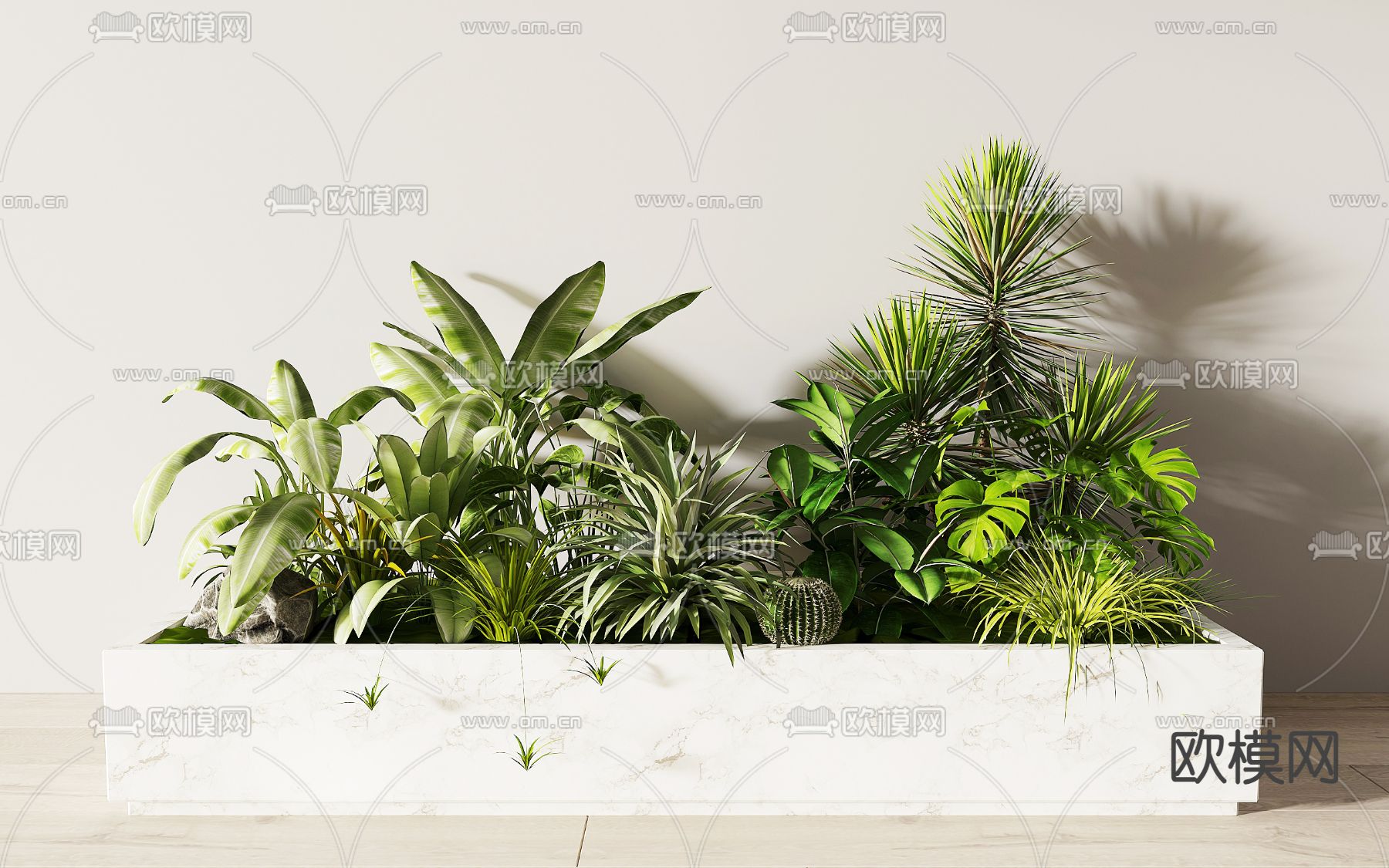 现代植物堆 花池 花槽su模型下载（渲染图1）