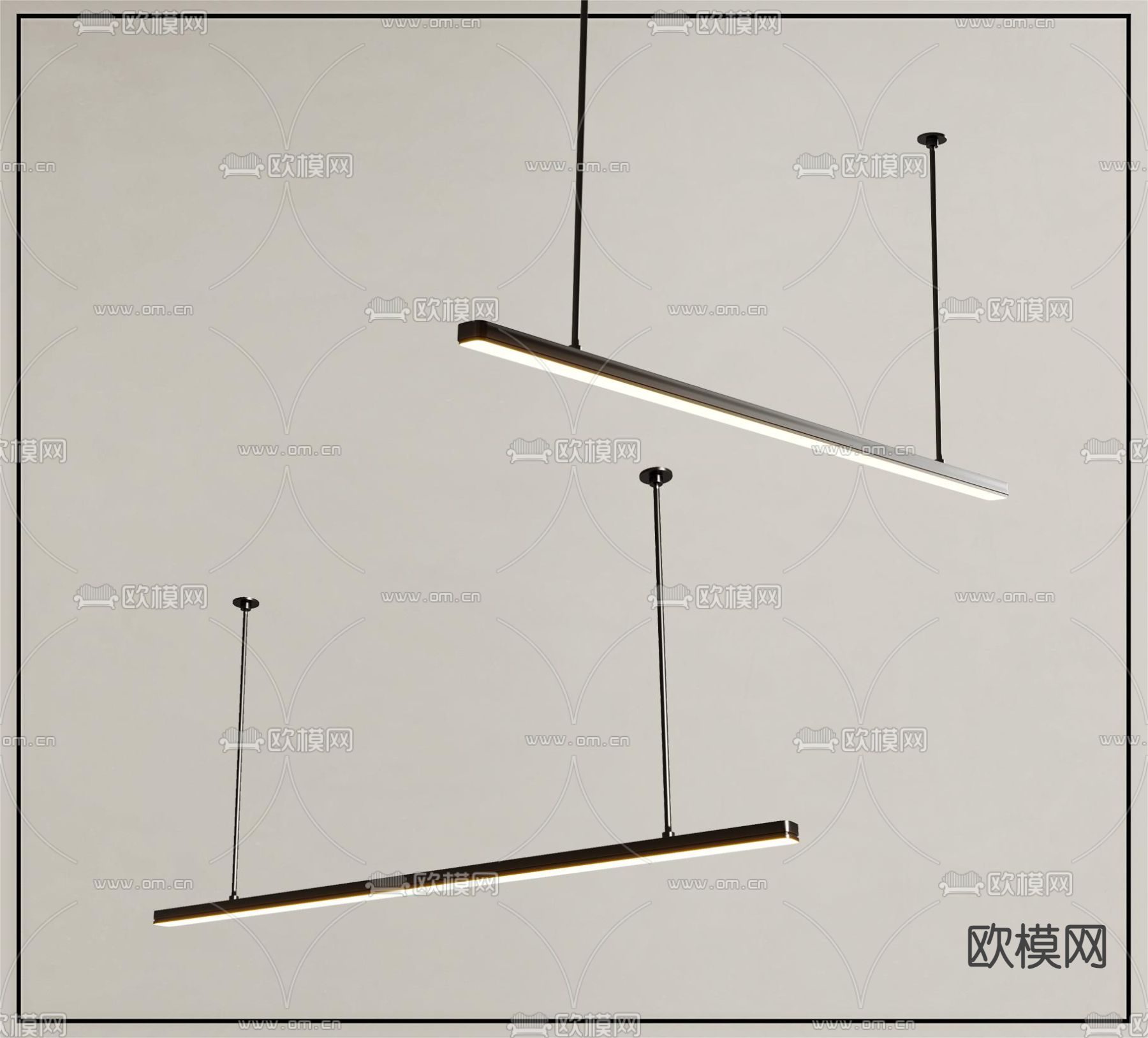 办公吊灯 长条吊灯3d模型下载