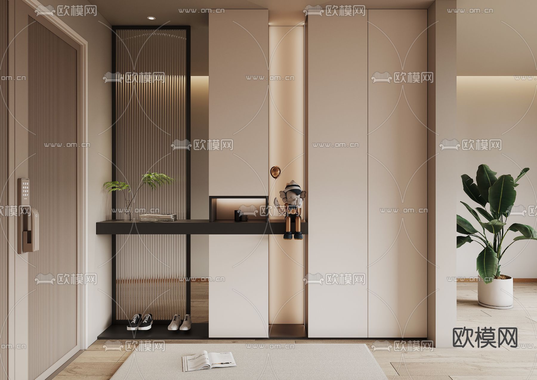 玄关鞋柜3d模型下载