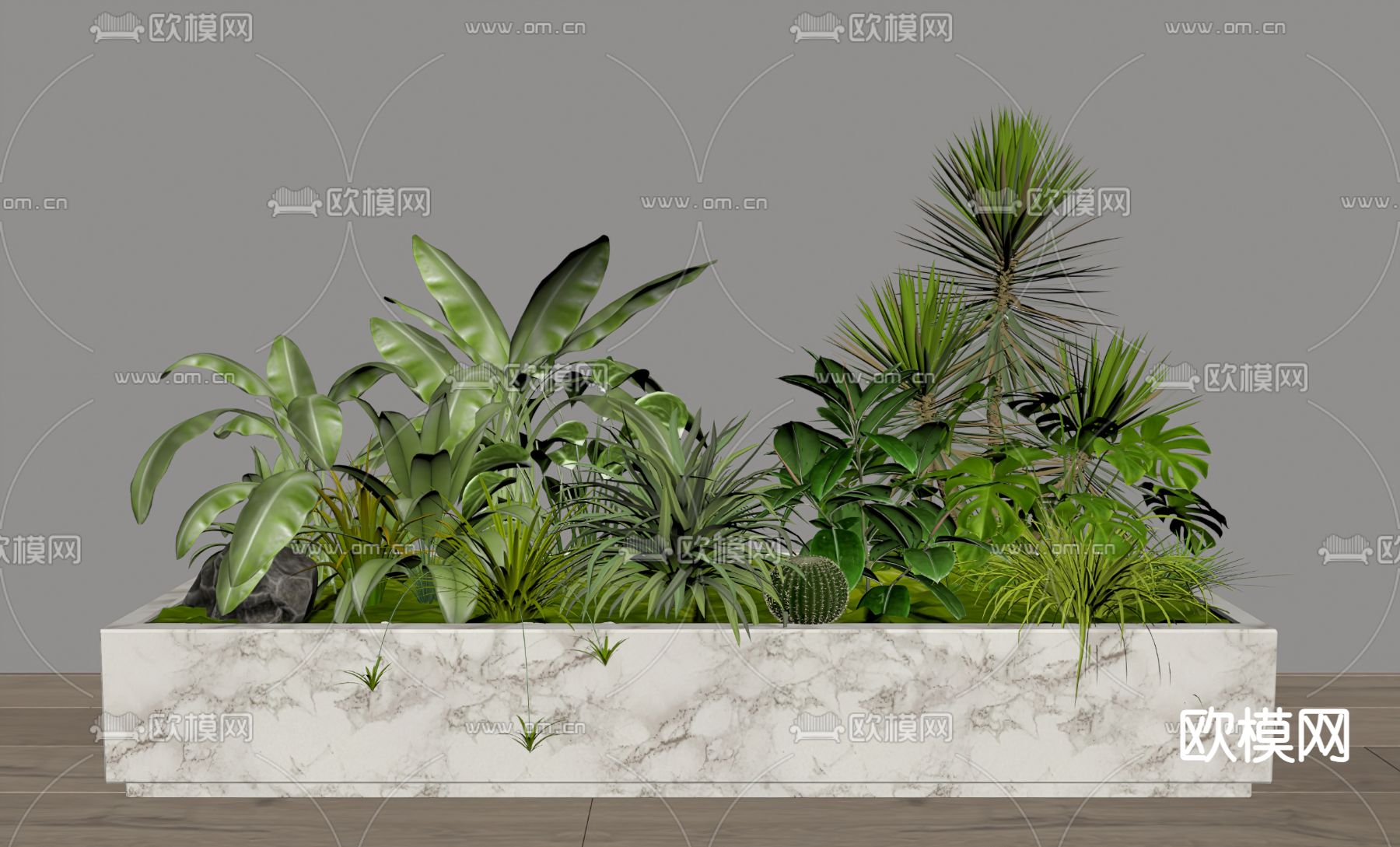 现代植物堆 花池 花槽su模型下载（渲染图2）