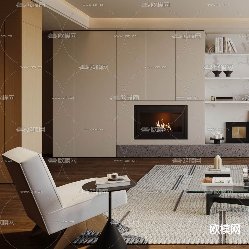 侘寂客厅3d模型下载（渲染图2）