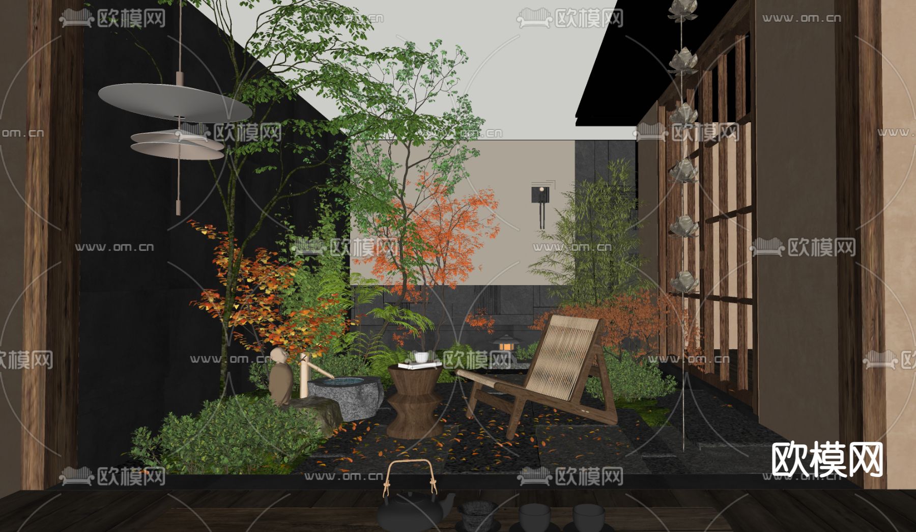 日式庭院景观su模型下载（渲染图1）