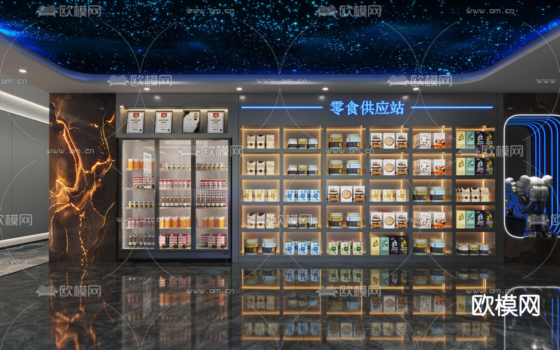 科技风网咖 电竞网吧3d模型下载（渲染图3）