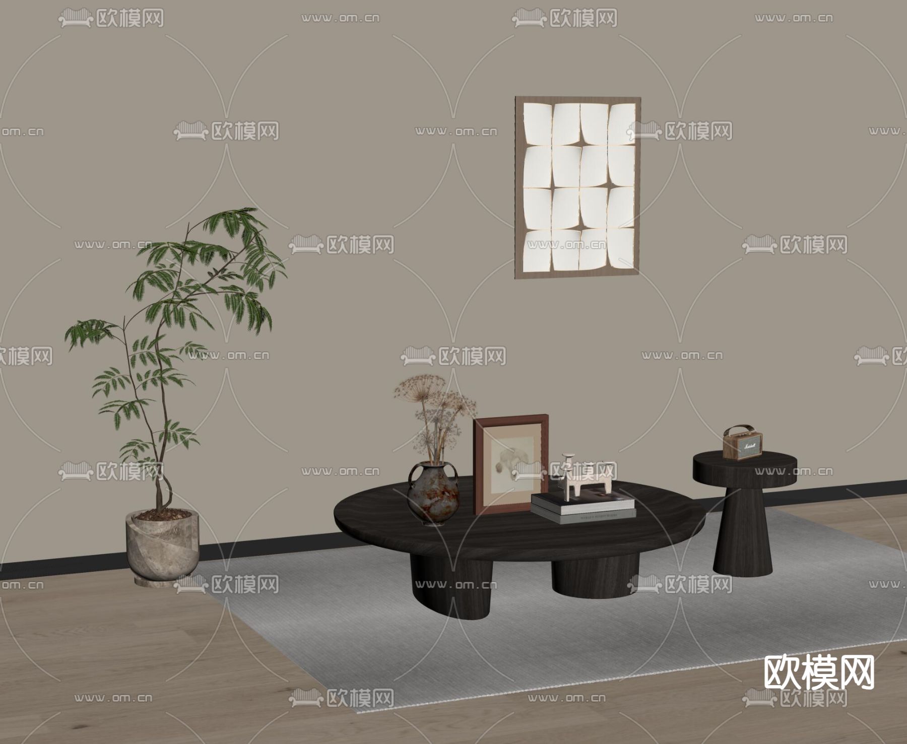 现代茶几su模型下载（渲染图2）