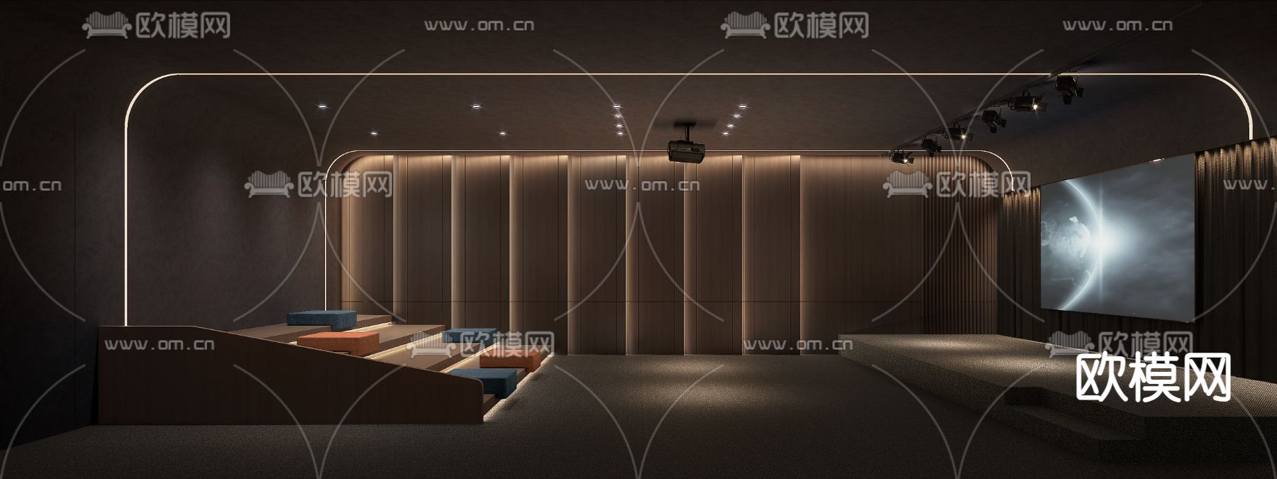 高端 影音室 影视院3d模型下载