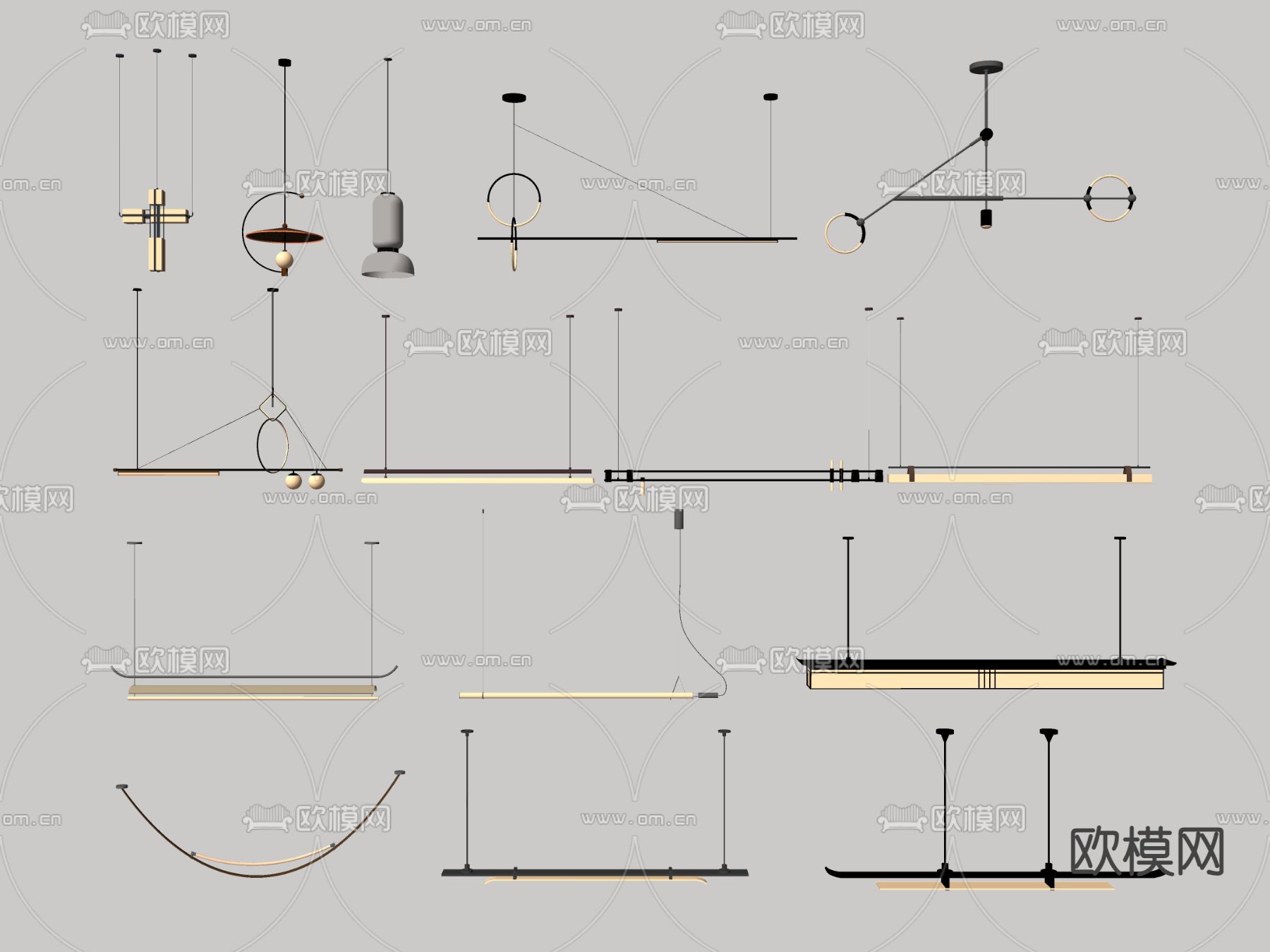现代吊灯su模型下载（渲染图1）
