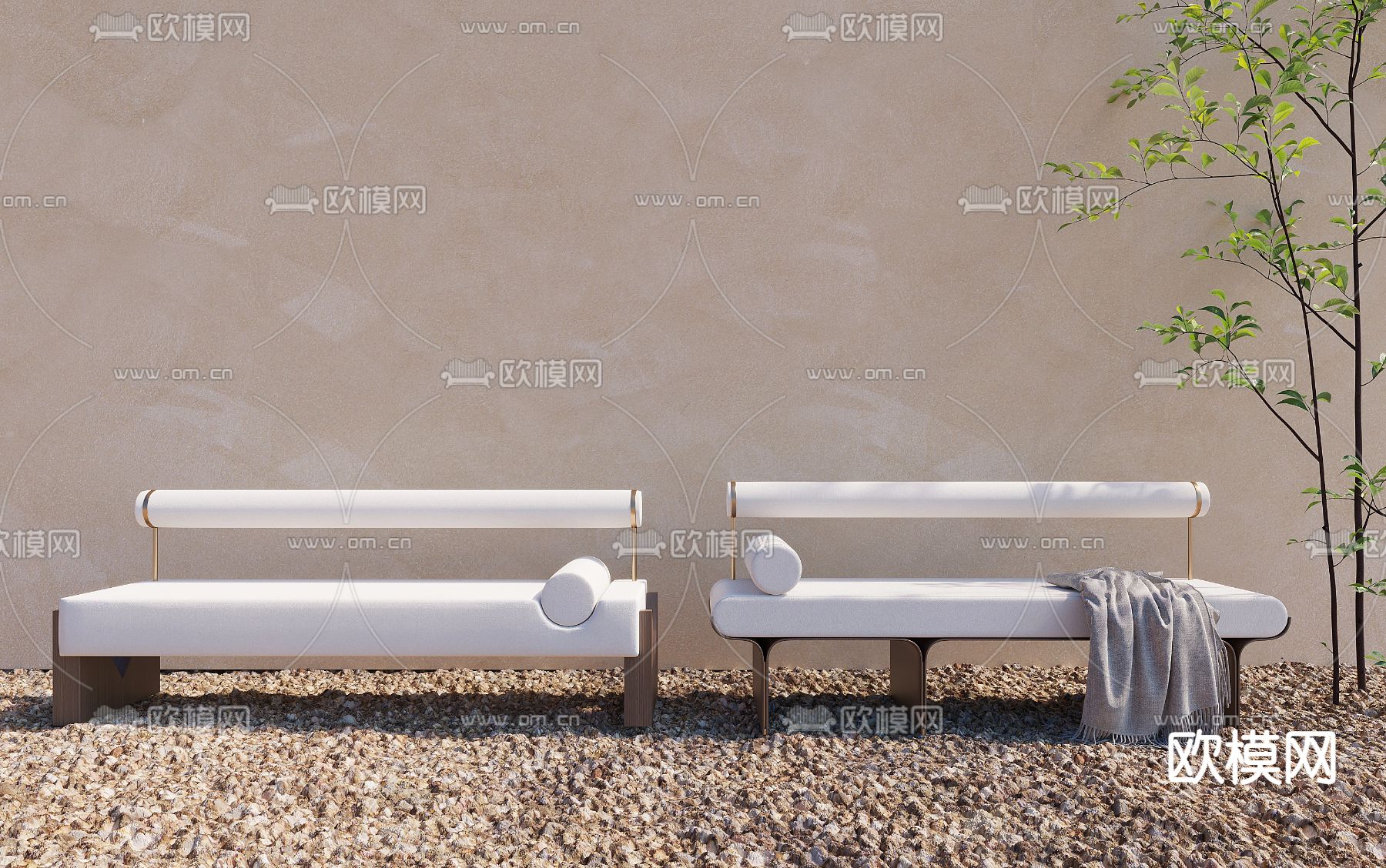 户外沙发 长沙发3d模型下载