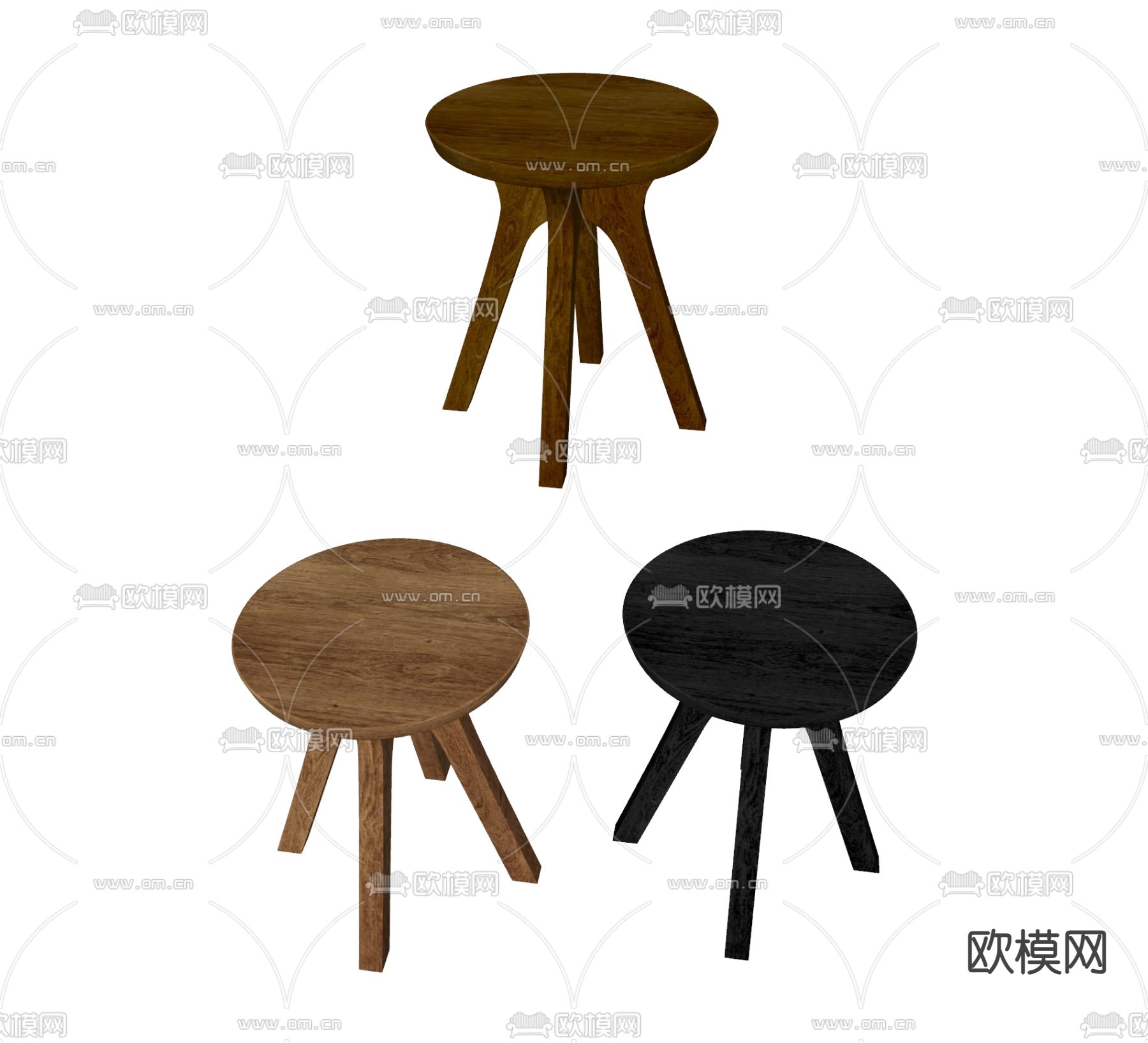 实木凳子 矮凳su模型下载（渲染图2）
