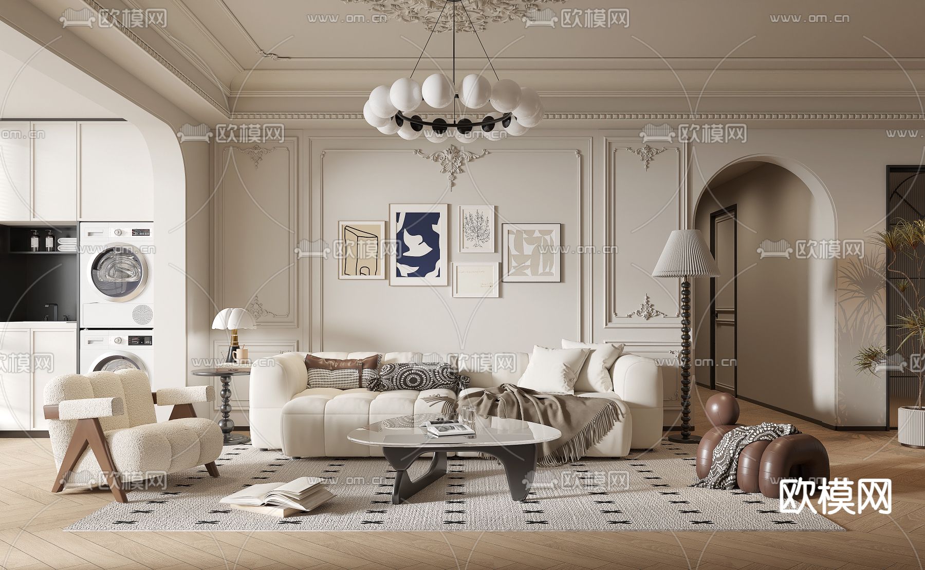 法式客厅3d模型下载