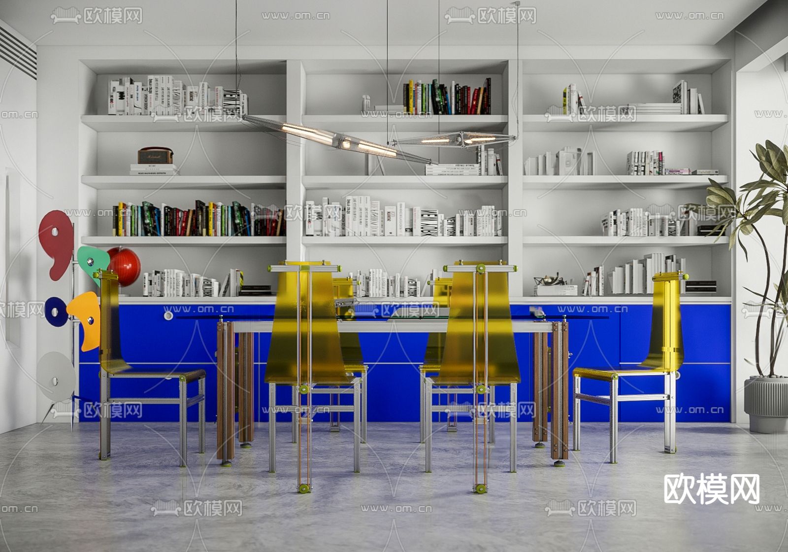 工业风书桌 写字台3d模型下载（渲染图1）