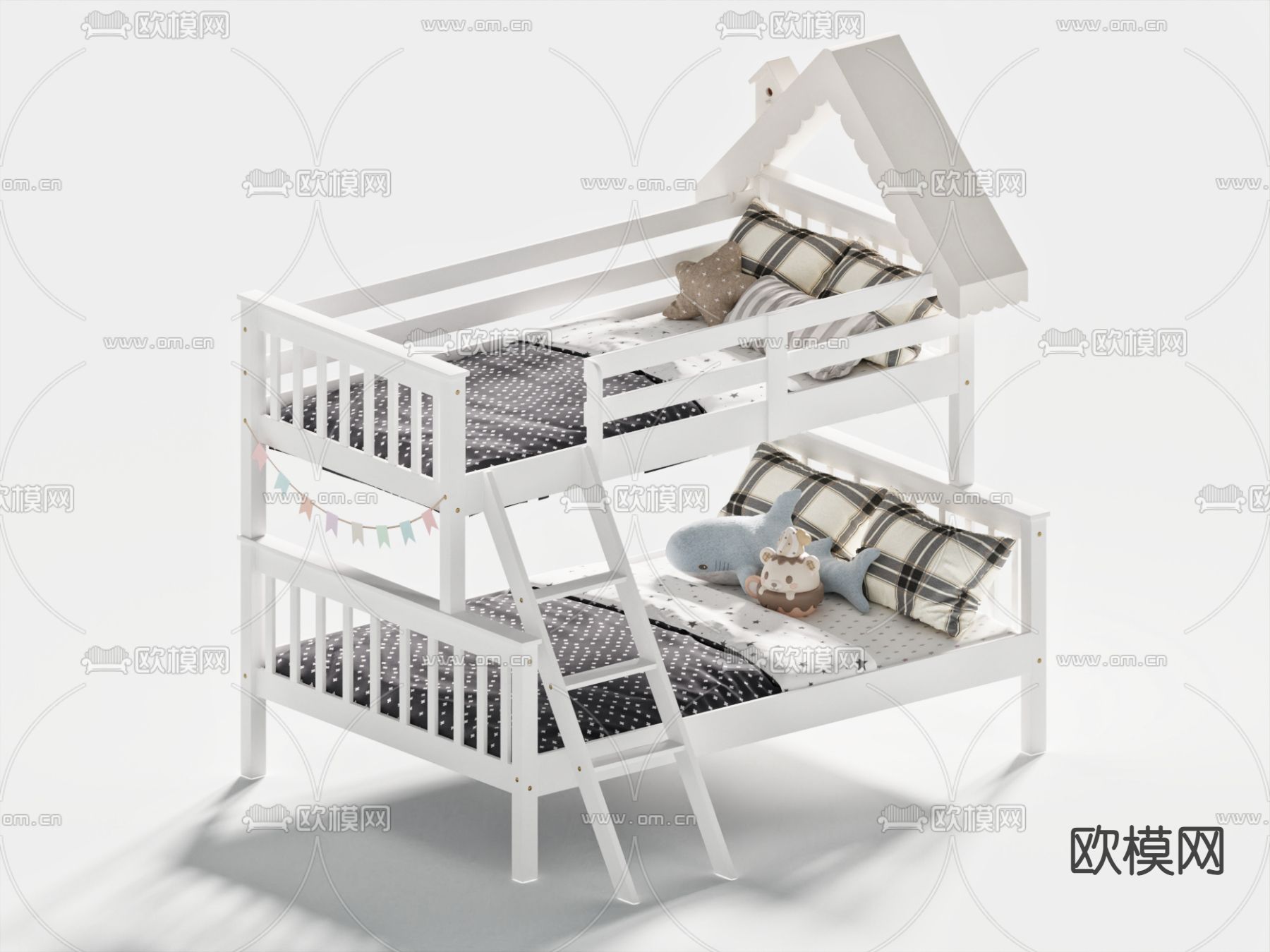 现代儿童上下床su模型下载（渲染图2）