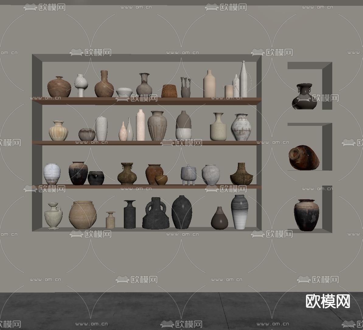 侘寂风陶罐 摆件su模型下载（渲染图1）