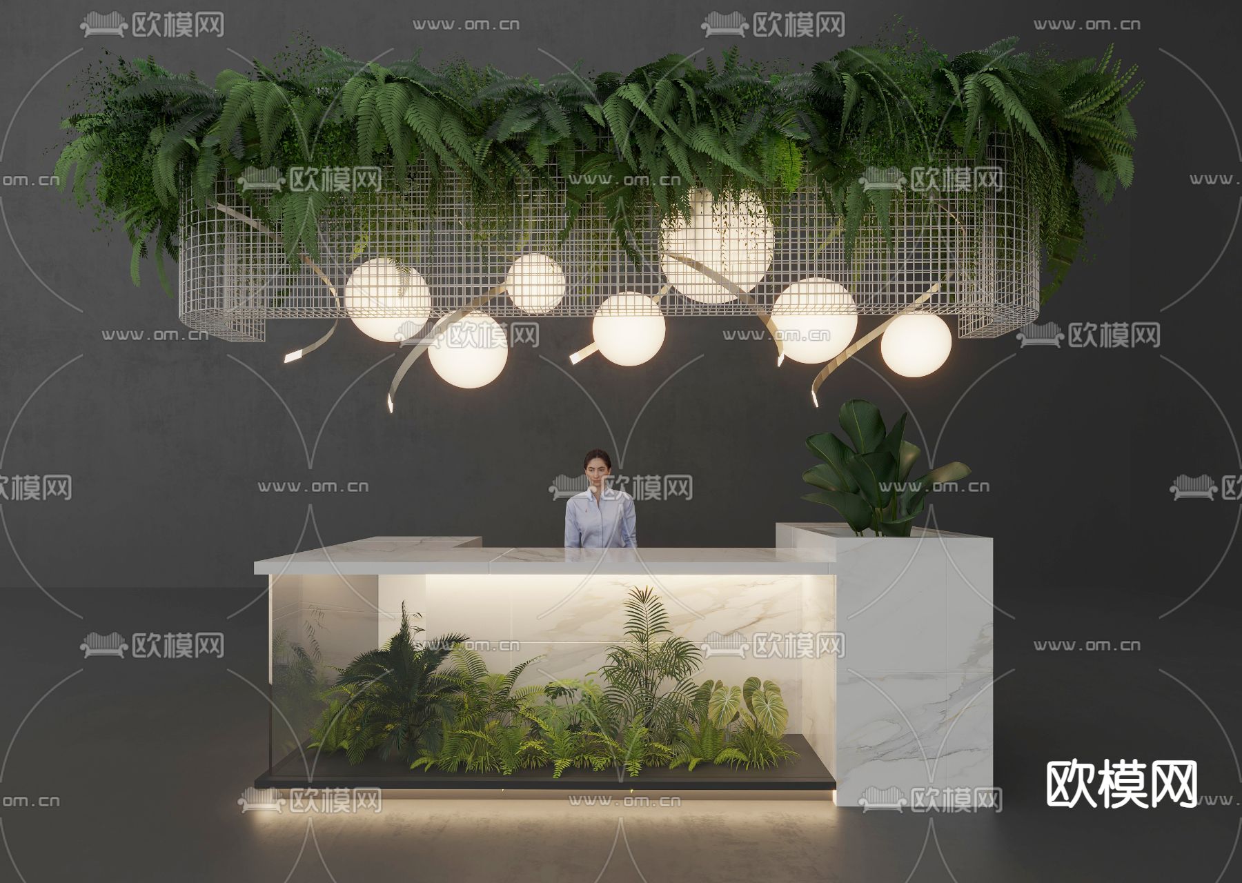 自然风前台 接待台 咨询台3d模型下载