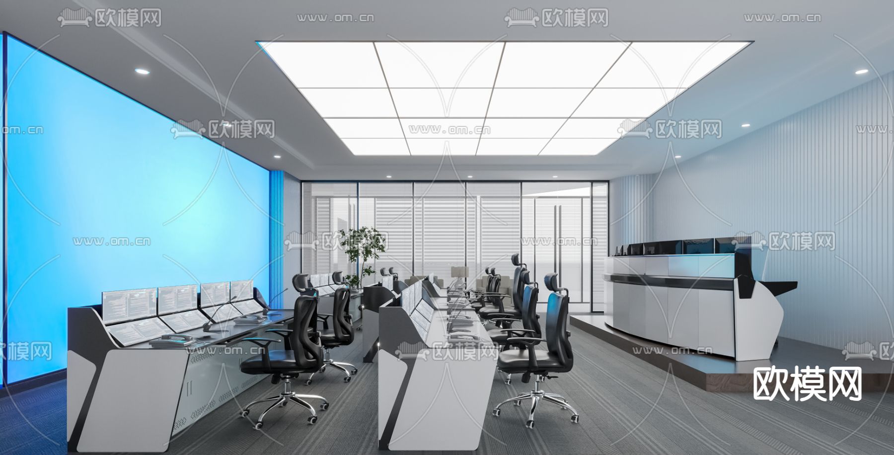 运营指挥室 监控室3d模型下载