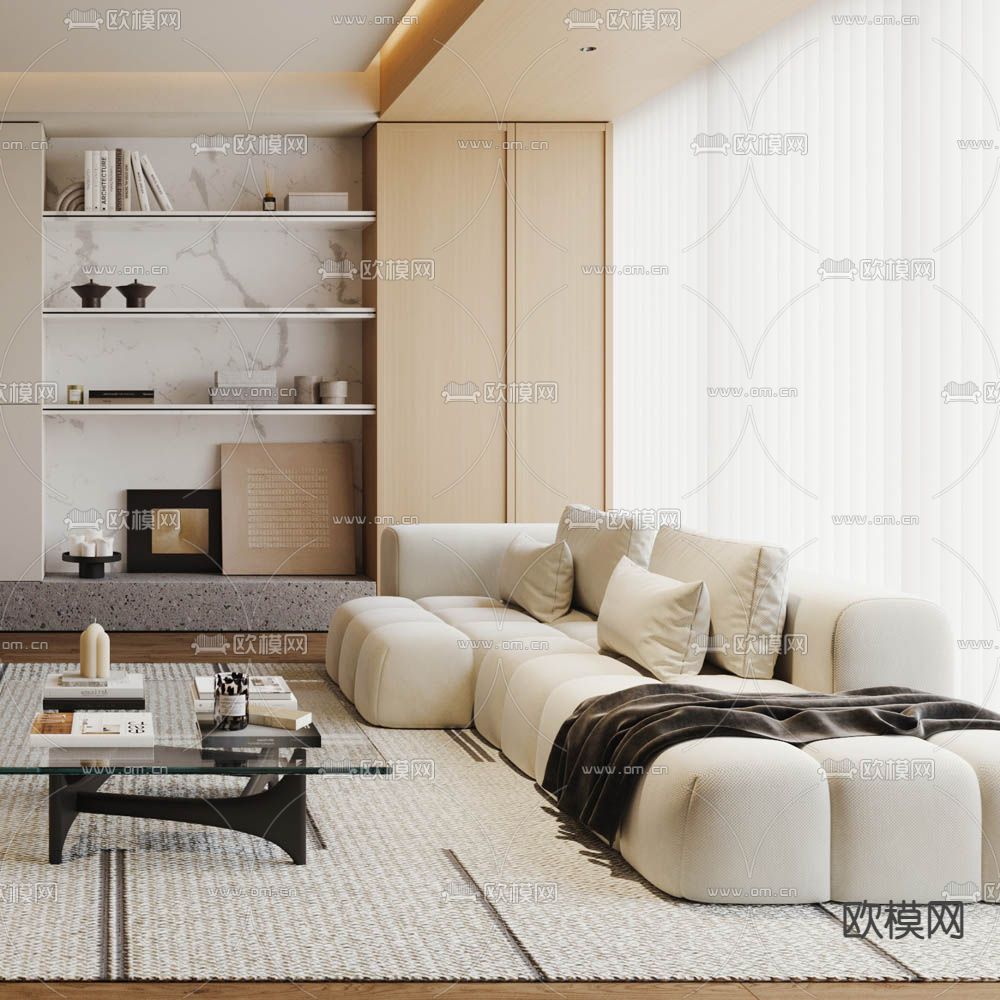 侘寂客厅3d模型下载（渲染图3）