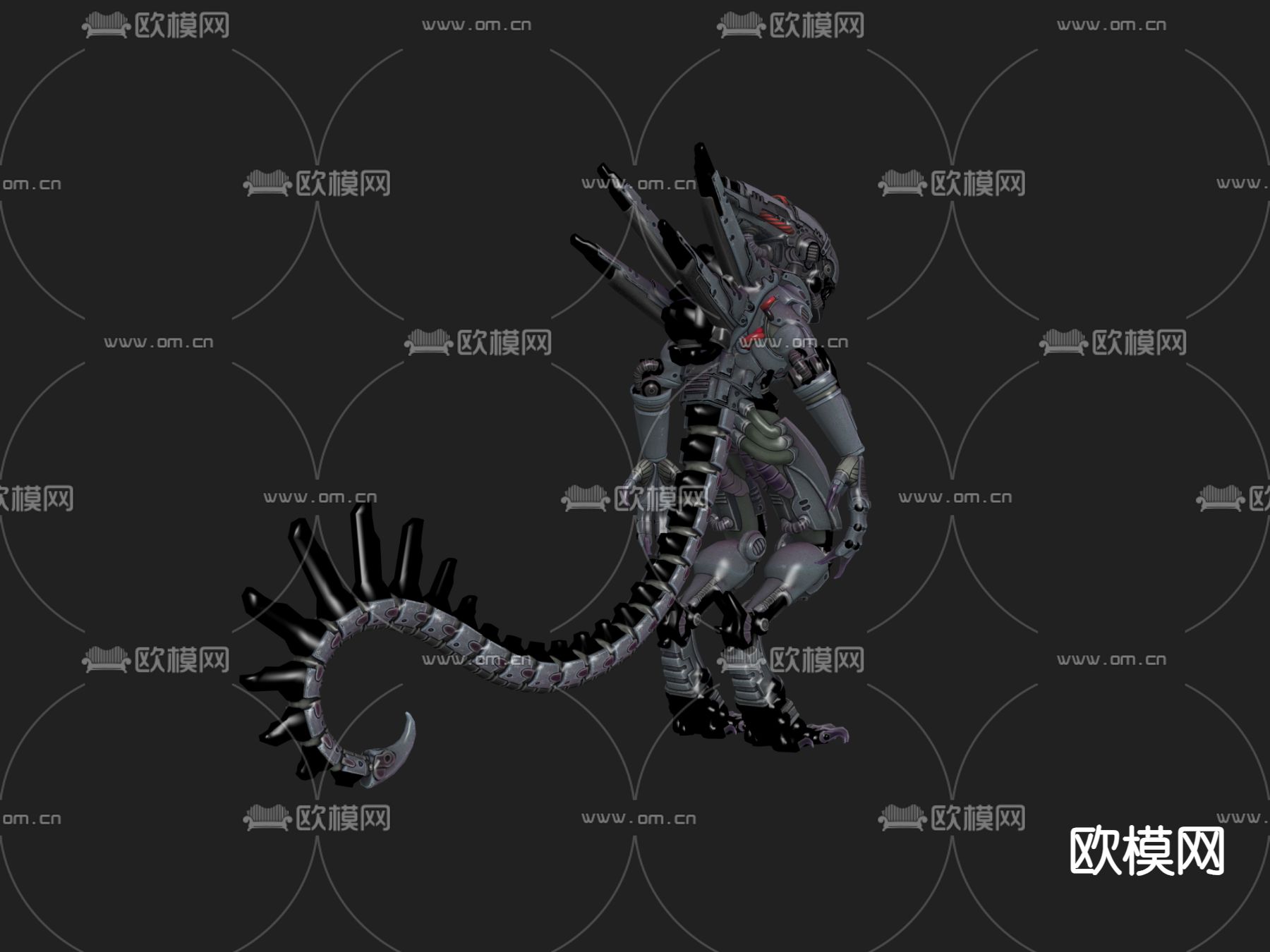 异形机甲潮玩 异兽战士3d模型下载（渲染图1）
