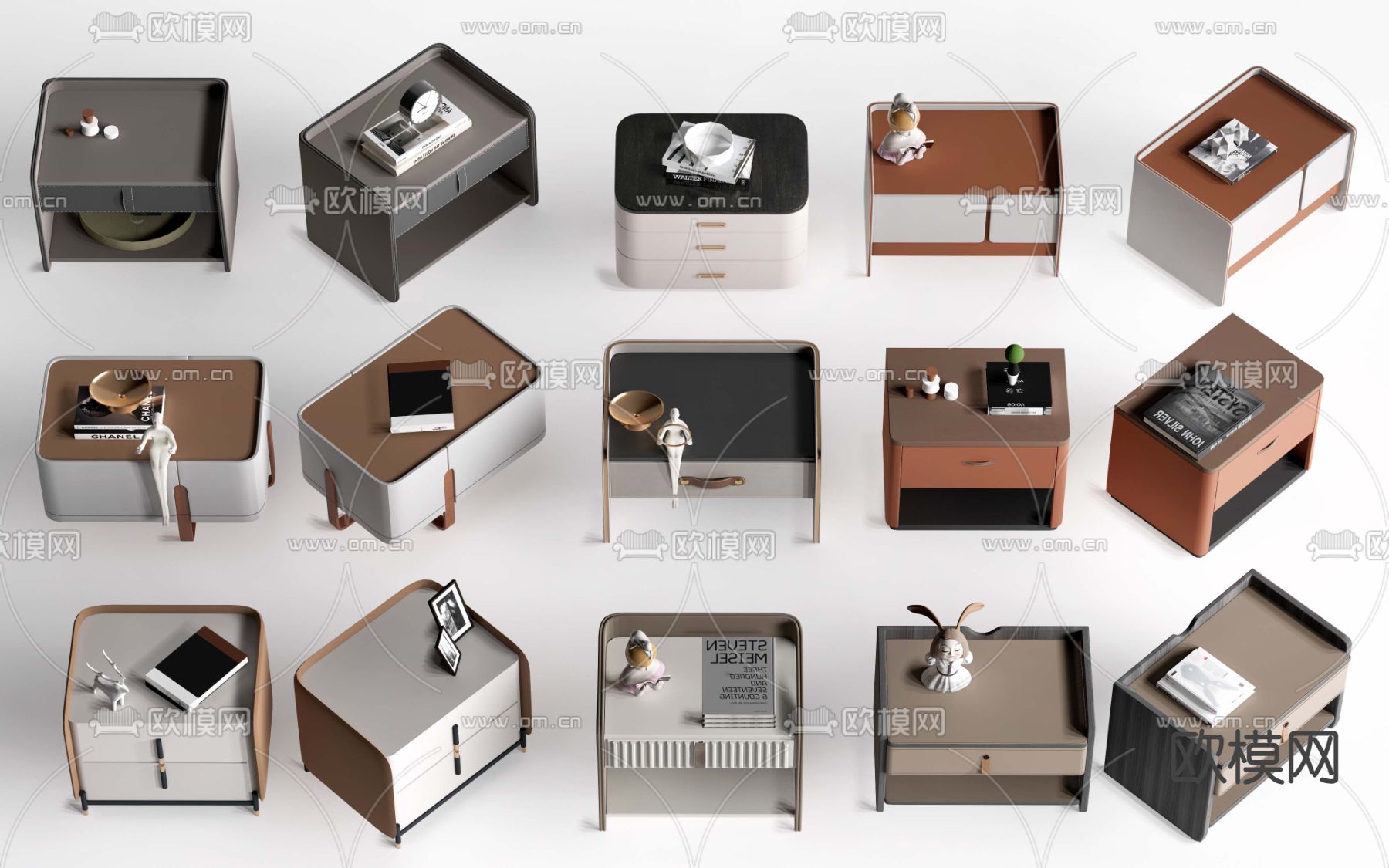 现代床头柜 边柜 装饰柜su模型下载（渲染图1）